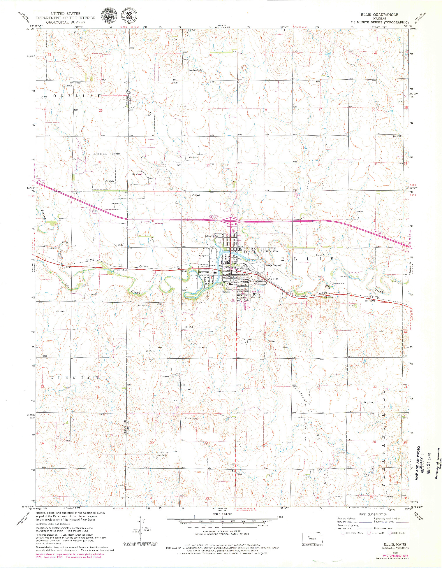 USGS 1:24000-SCALE QUADRANGLE FOR ELLIS, KS 1961