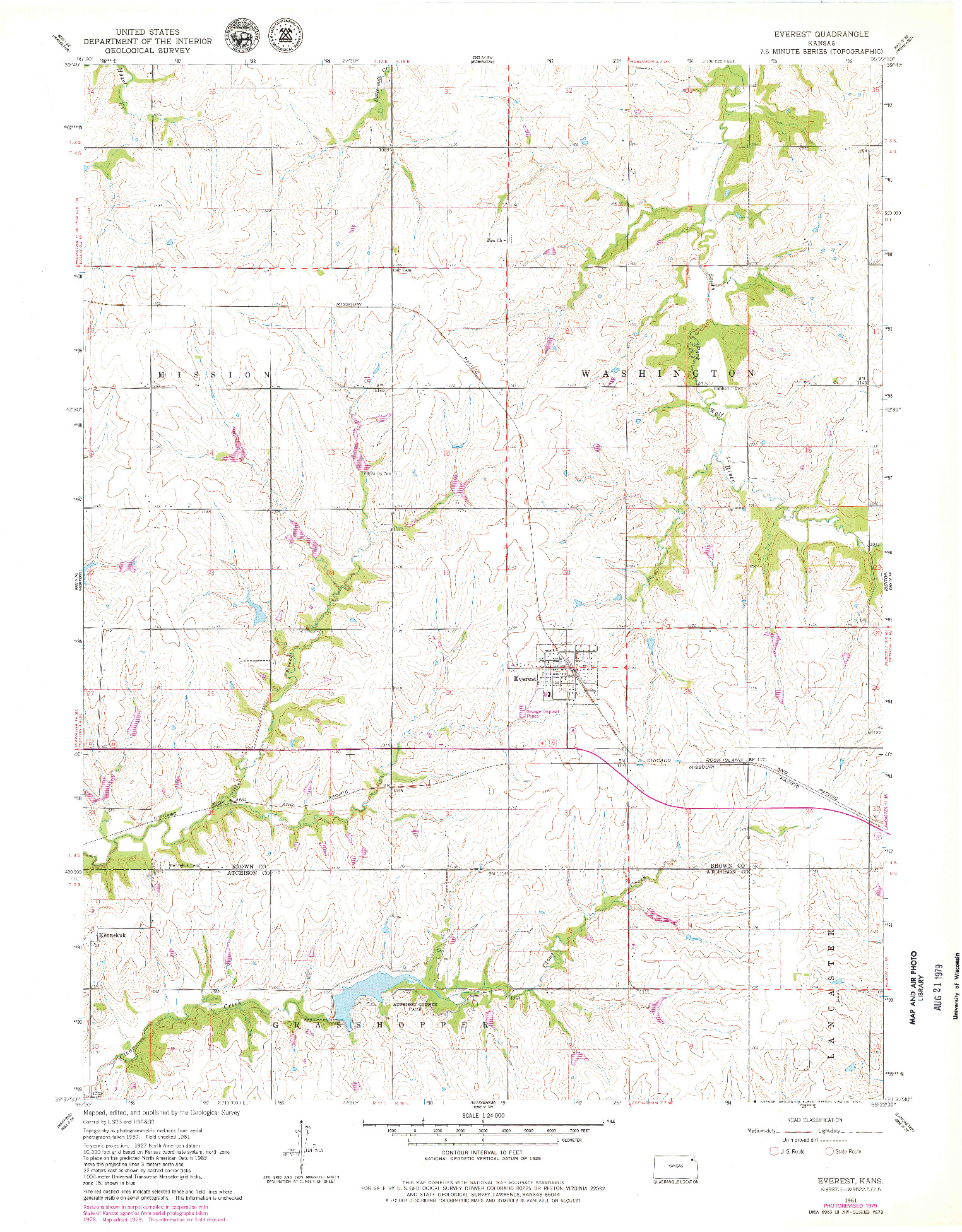 USGS 1:24000-SCALE QUADRANGLE FOR EVEREST, KS 1961