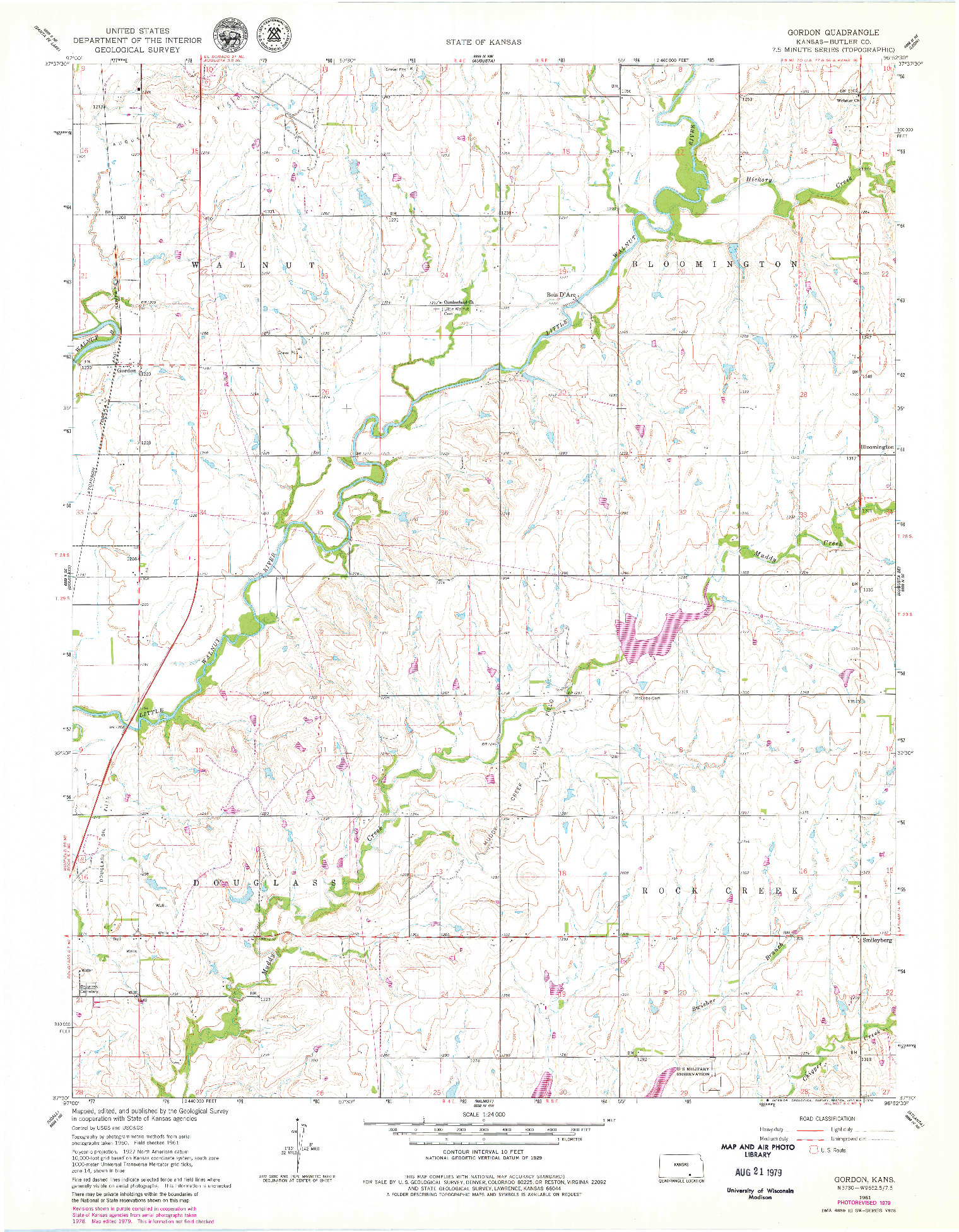 USGS 1:24000-SCALE QUADRANGLE FOR GORDON, KS 1961