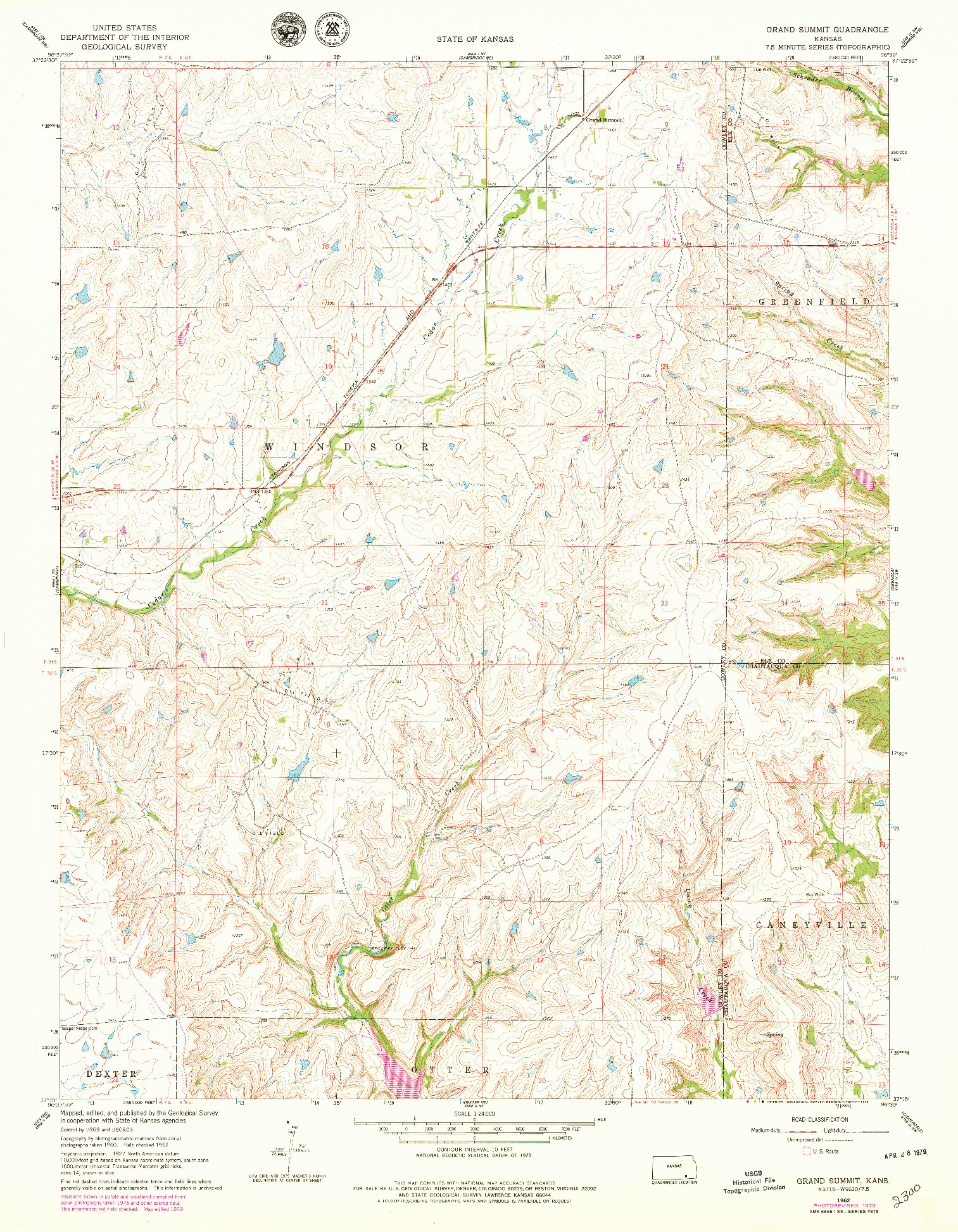 USGS 1:24000-SCALE QUADRANGLE FOR GRAND SUMMIT, KS 1962