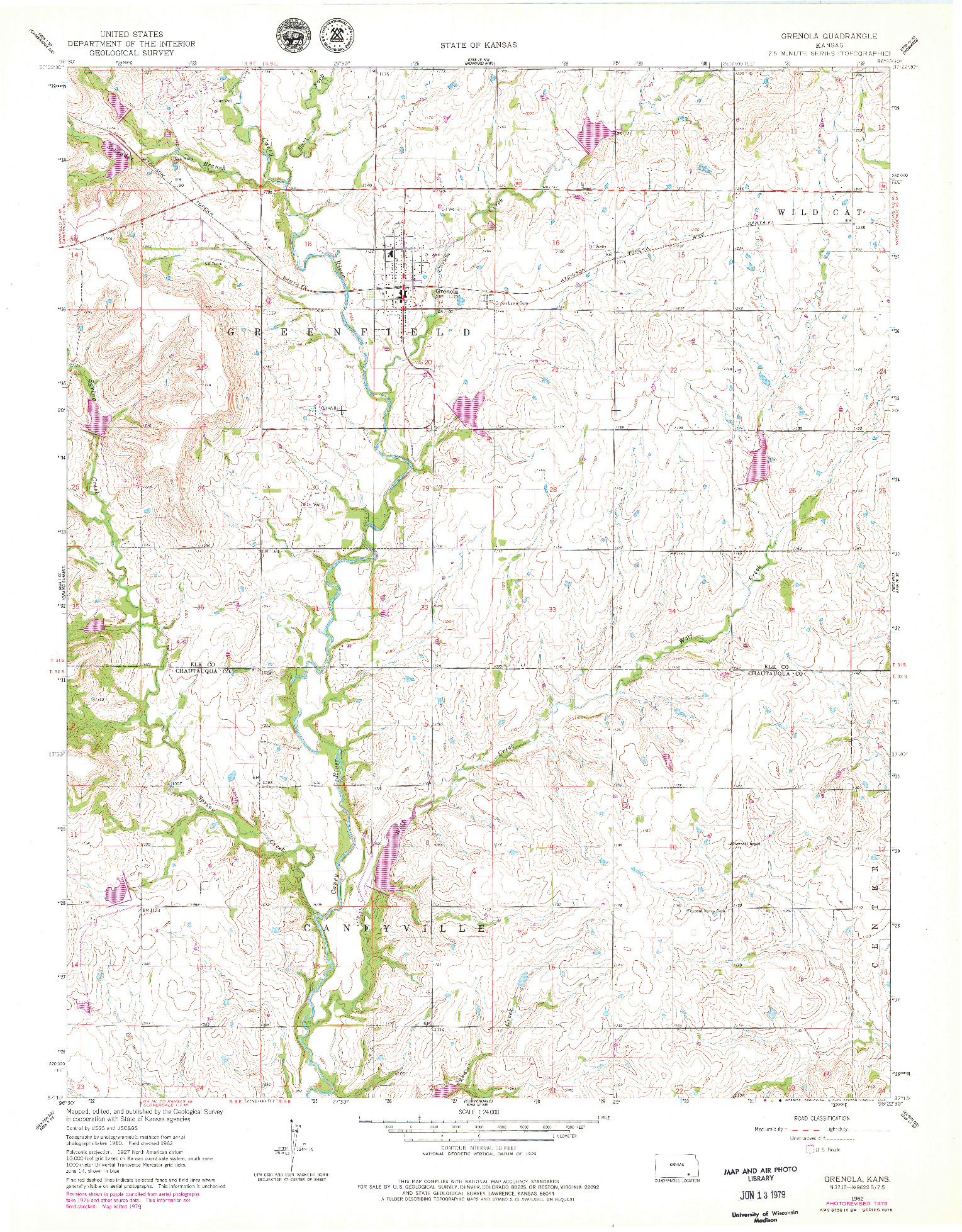 USGS 1:24000-SCALE QUADRANGLE FOR GRENOLA, KS 1962