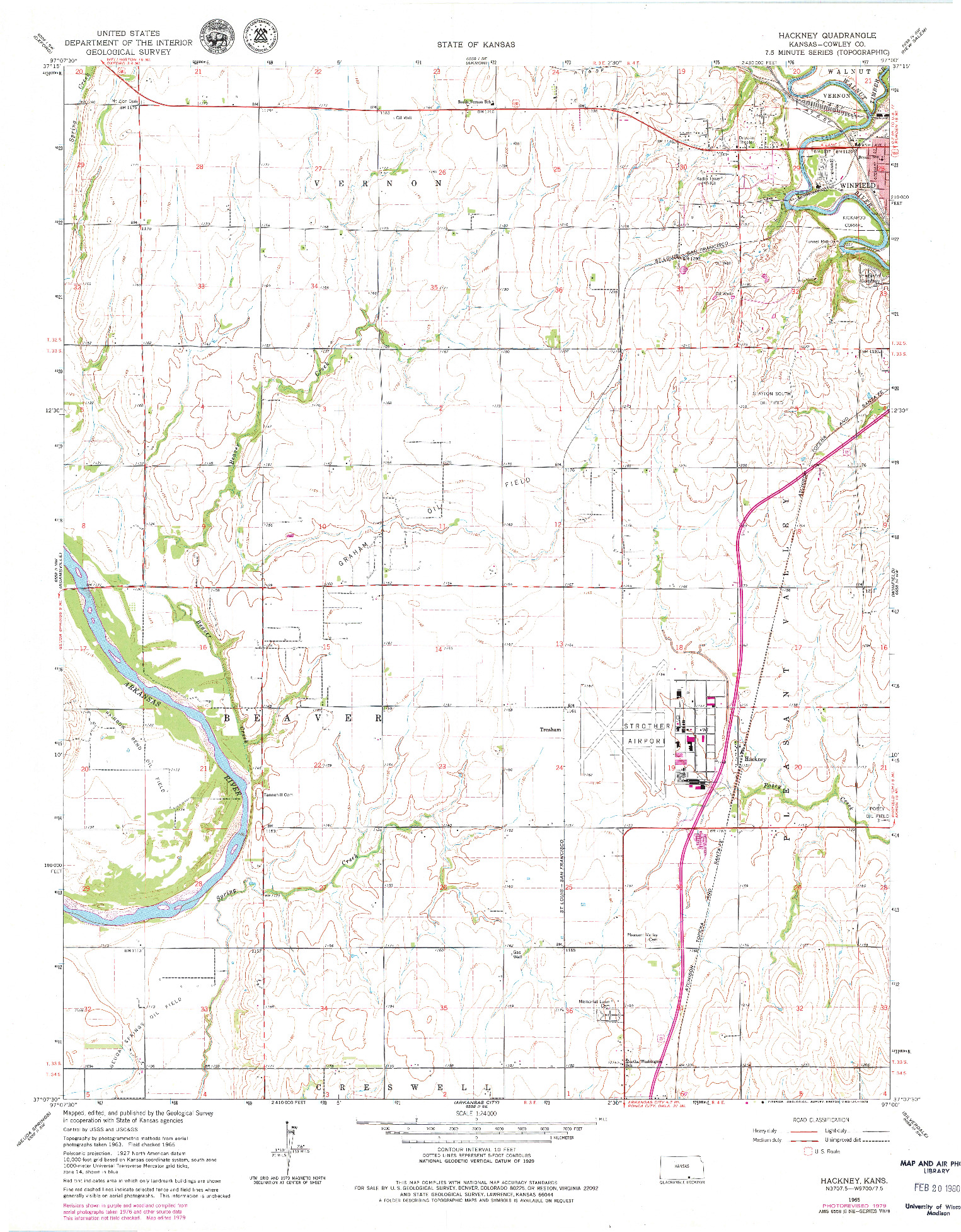 USGS 1:24000-SCALE QUADRANGLE FOR HACKNEY, KS 1965