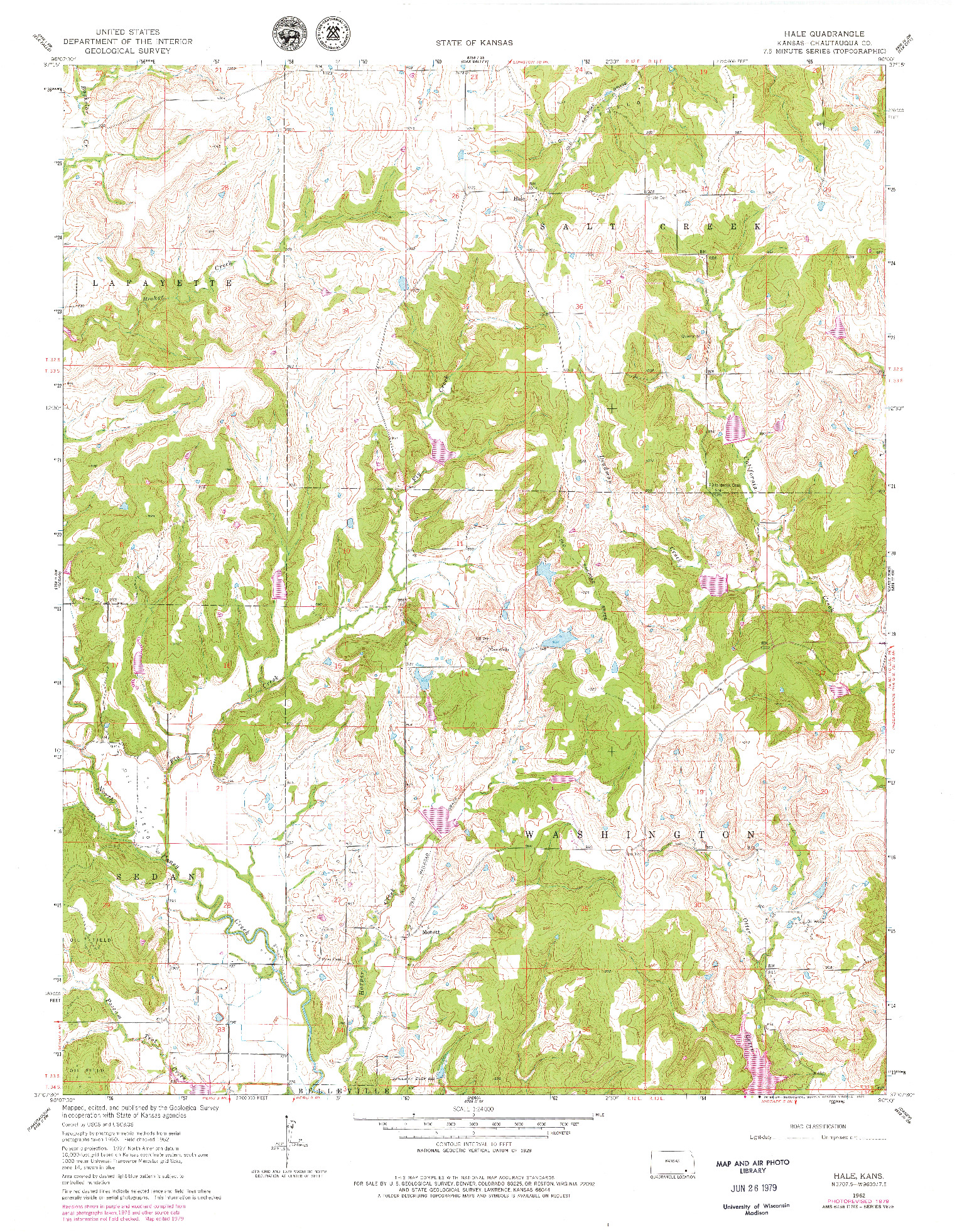 USGS 1:24000-SCALE QUADRANGLE FOR HALE, KS 1962