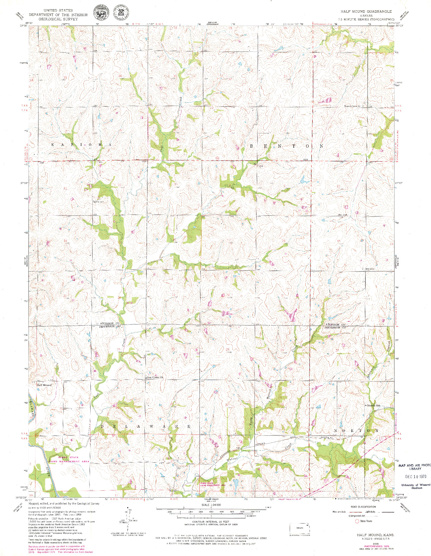 USGS 1:24000-SCALE QUADRANGLE FOR HALF MOUND, KS 1959