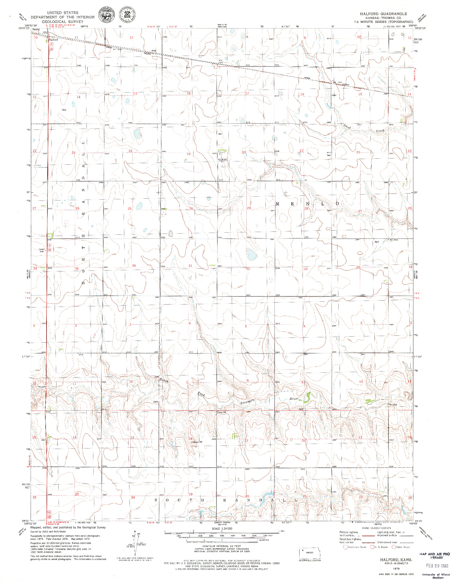 USGS 1:24000-SCALE QUADRANGLE FOR HALFORD, KS 1979
