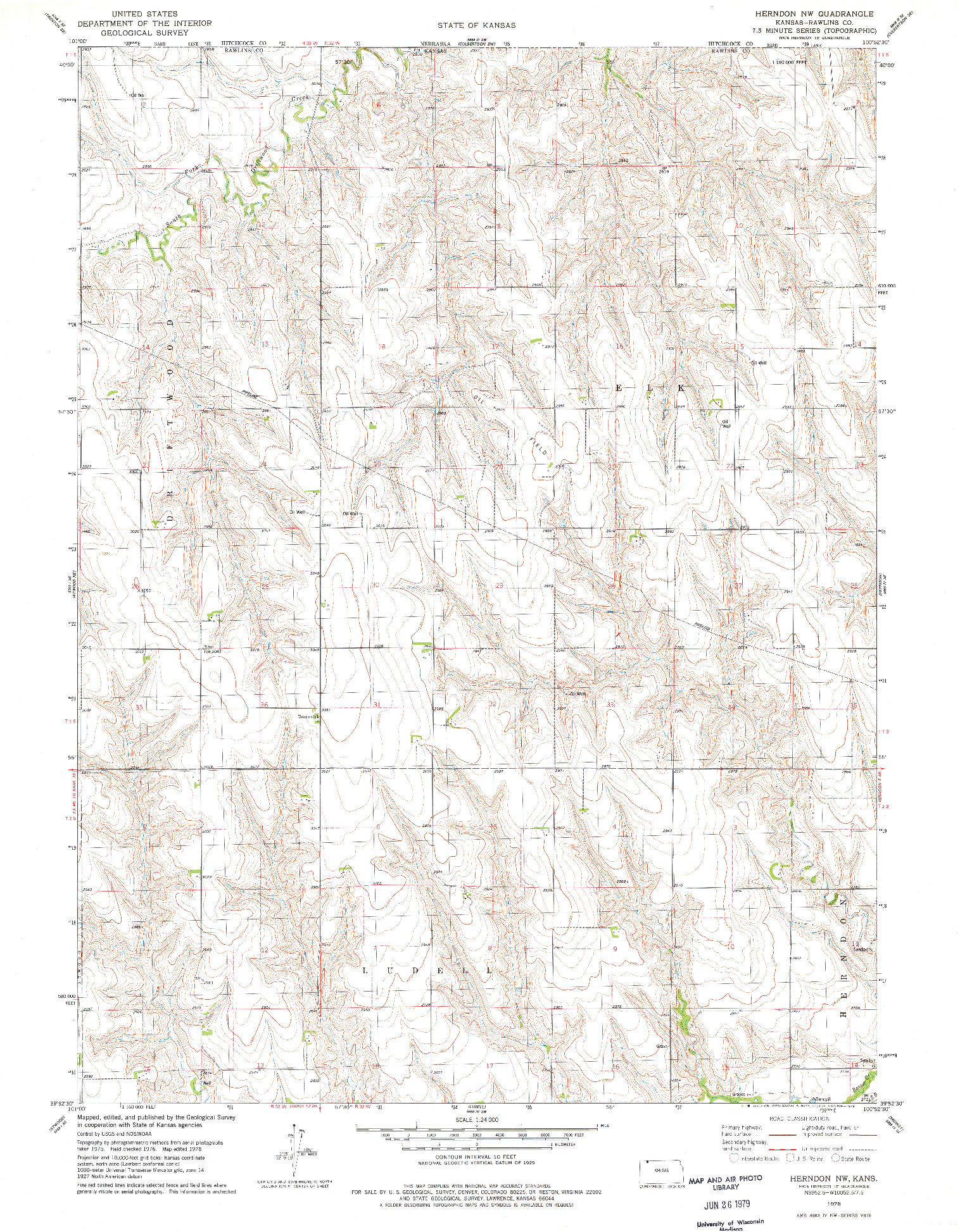 USGS 1:24000-SCALE QUADRANGLE FOR HERNDON NW, KS 1978