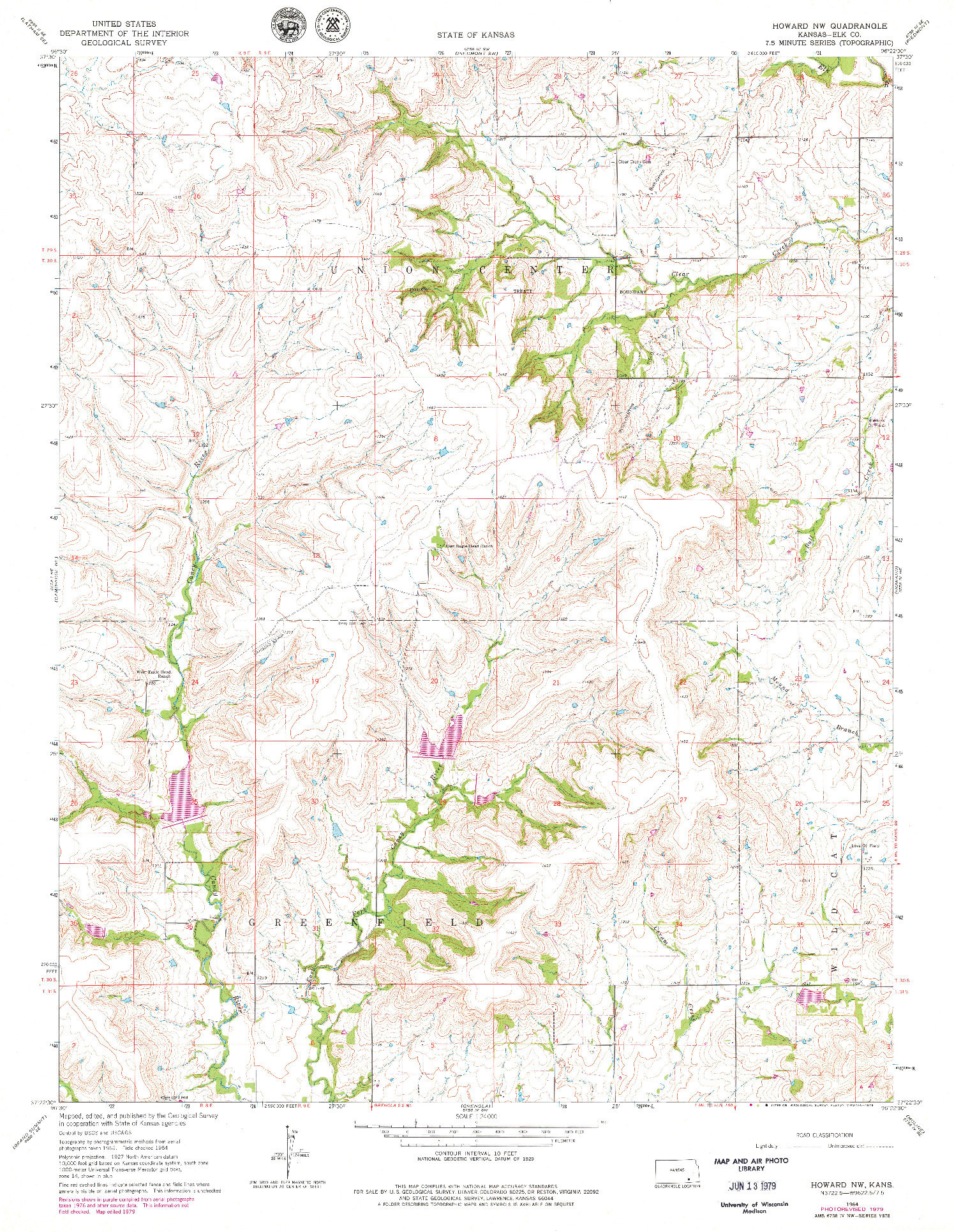 USGS 1:24000-SCALE QUADRANGLE FOR HOWARD NW, KS 1964