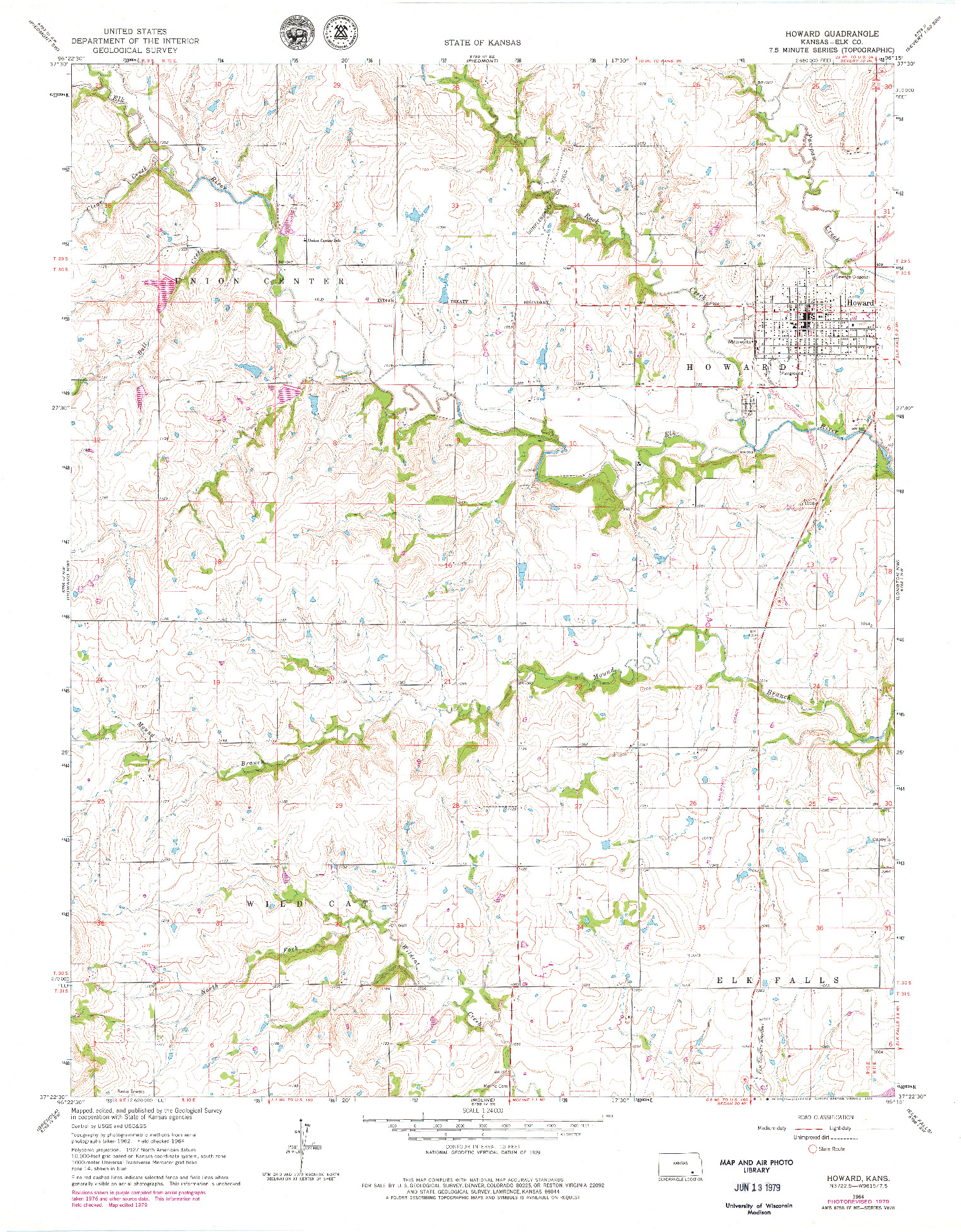 USGS 1:24000-SCALE QUADRANGLE FOR HOWARD, KS 1964