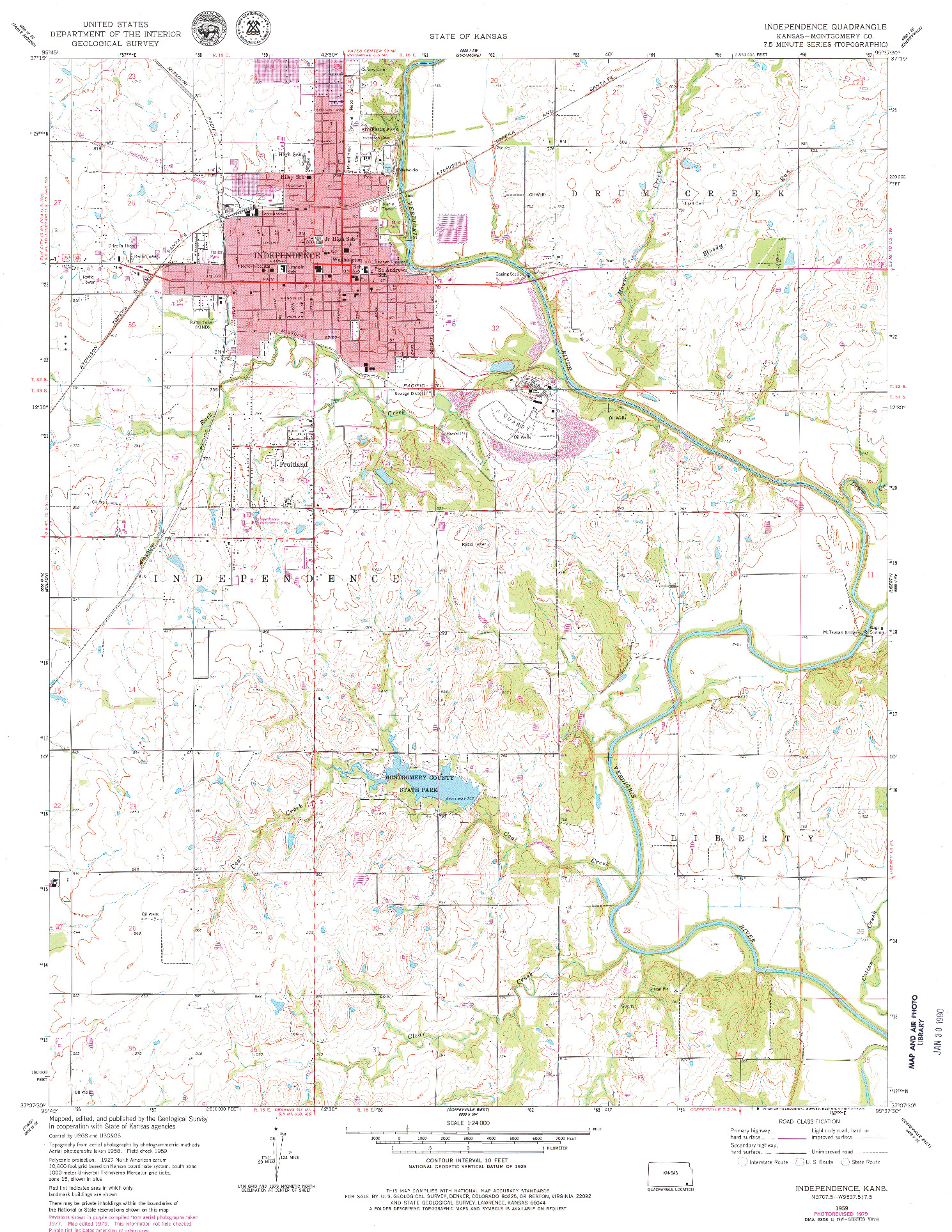 USGS 1:24000-SCALE QUADRANGLE FOR INDEPENDENCE, KS 1959