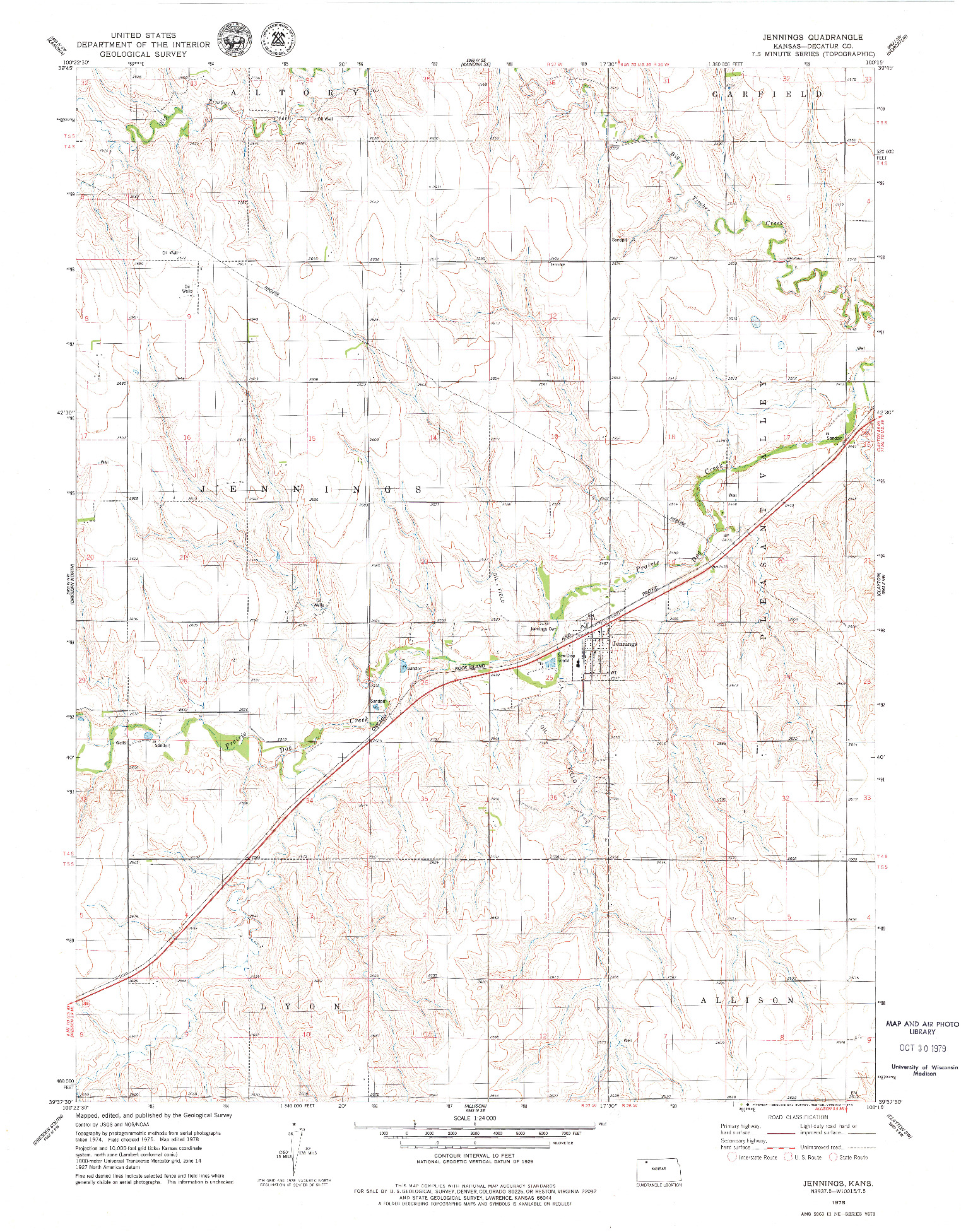 USGS 1:24000-SCALE QUADRANGLE FOR JENNINGS, KS 1978