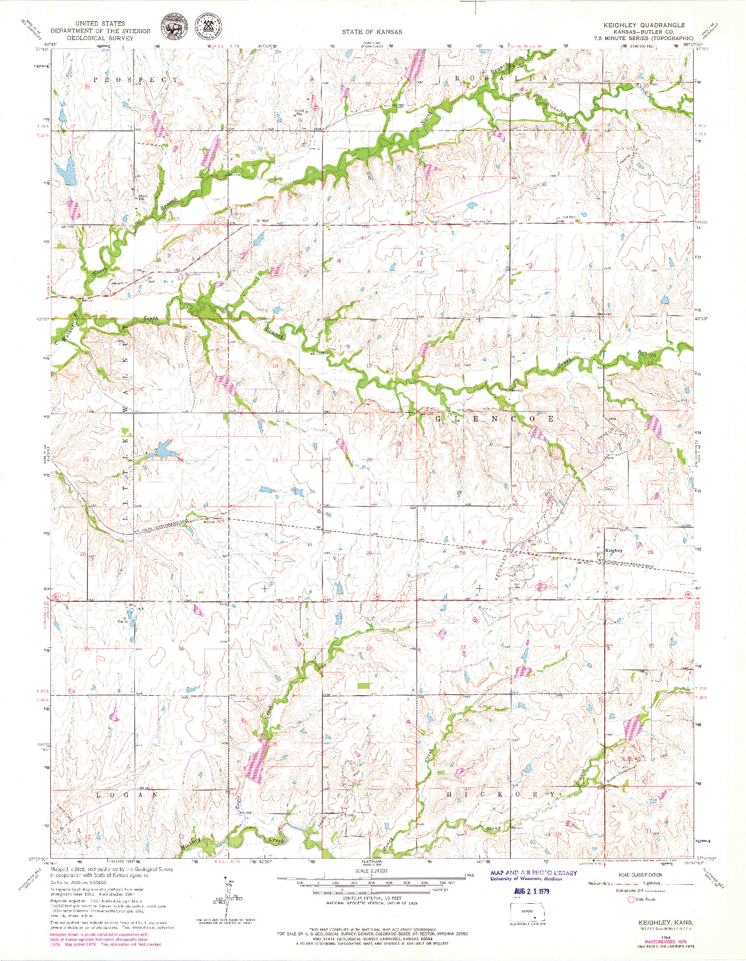 USGS 1:24000-SCALE QUADRANGLE FOR KEIGHLEY, KS 1964