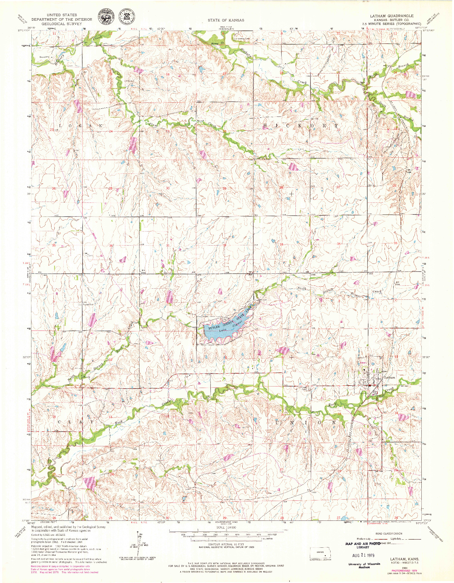 USGS 1:24000-SCALE QUADRANGLE FOR LATHAM, KS 1964