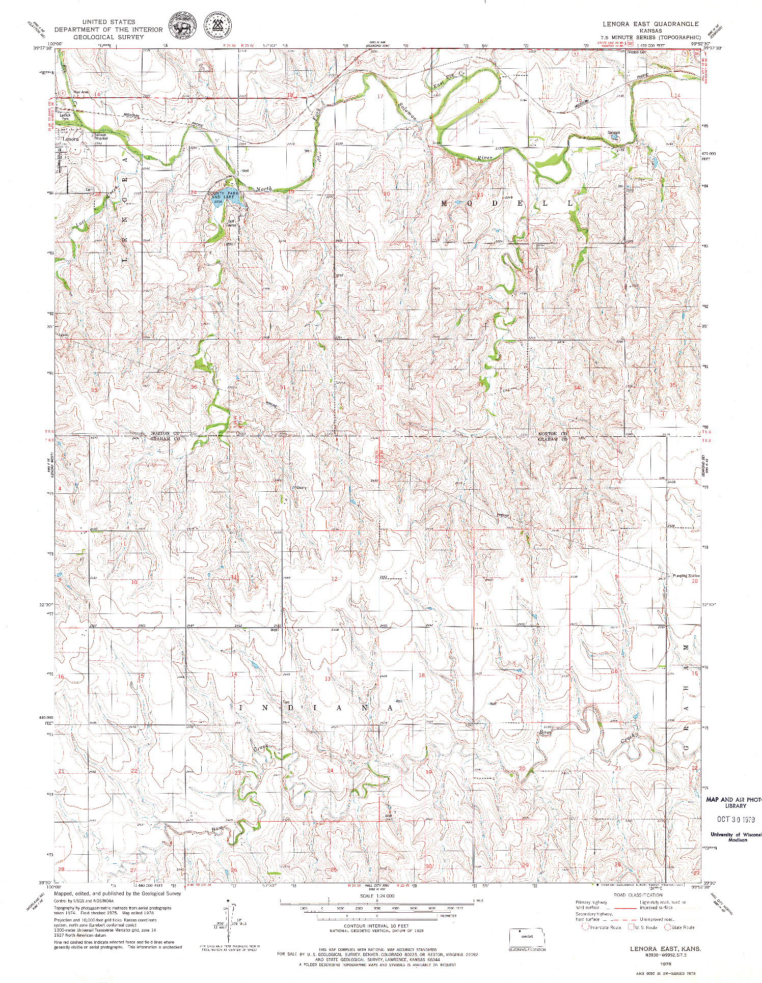 USGS 1:24000-SCALE QUADRANGLE FOR LENORA EAST, KS 1978