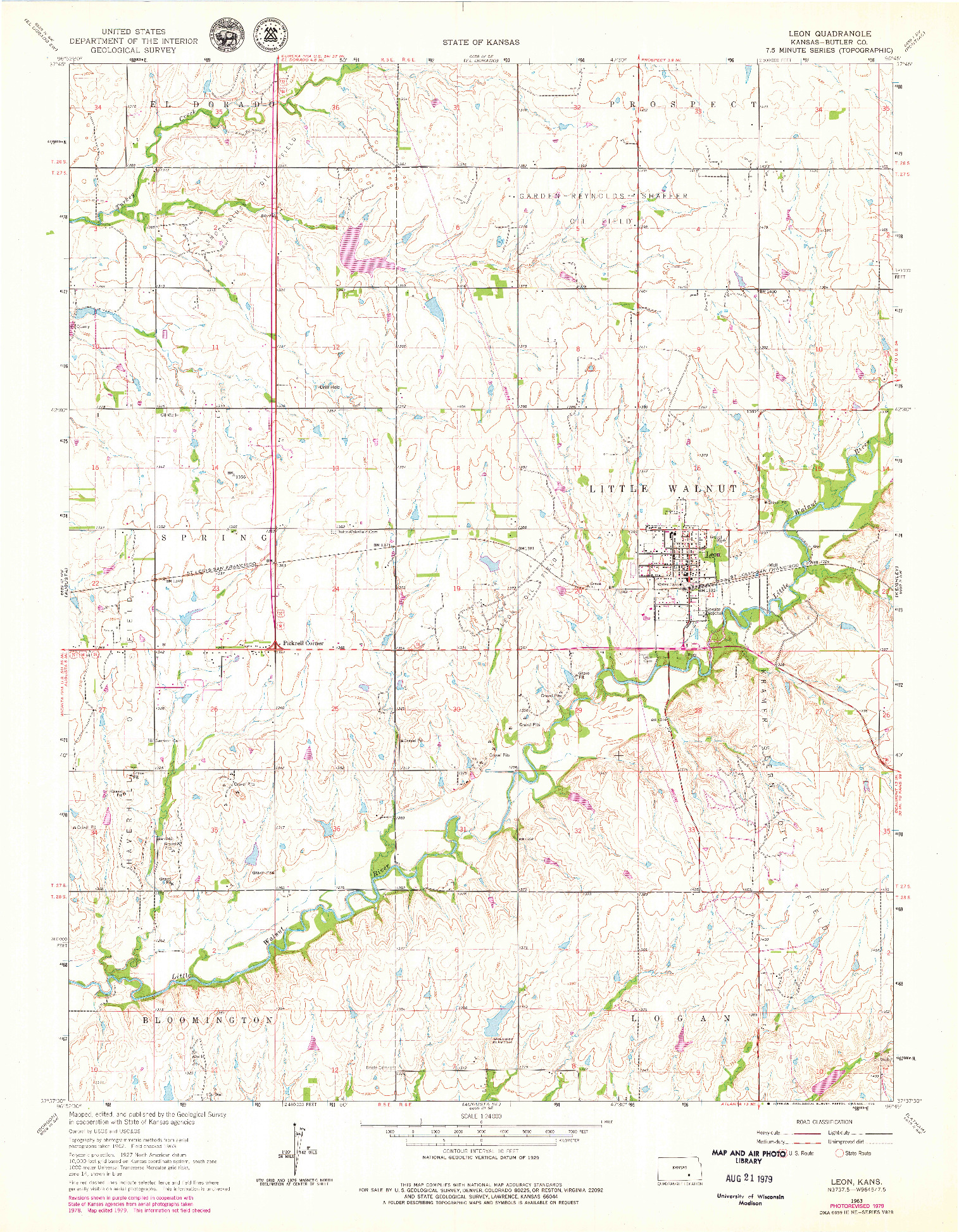 USGS 1:24000-SCALE QUADRANGLE FOR LEON, KS 1963