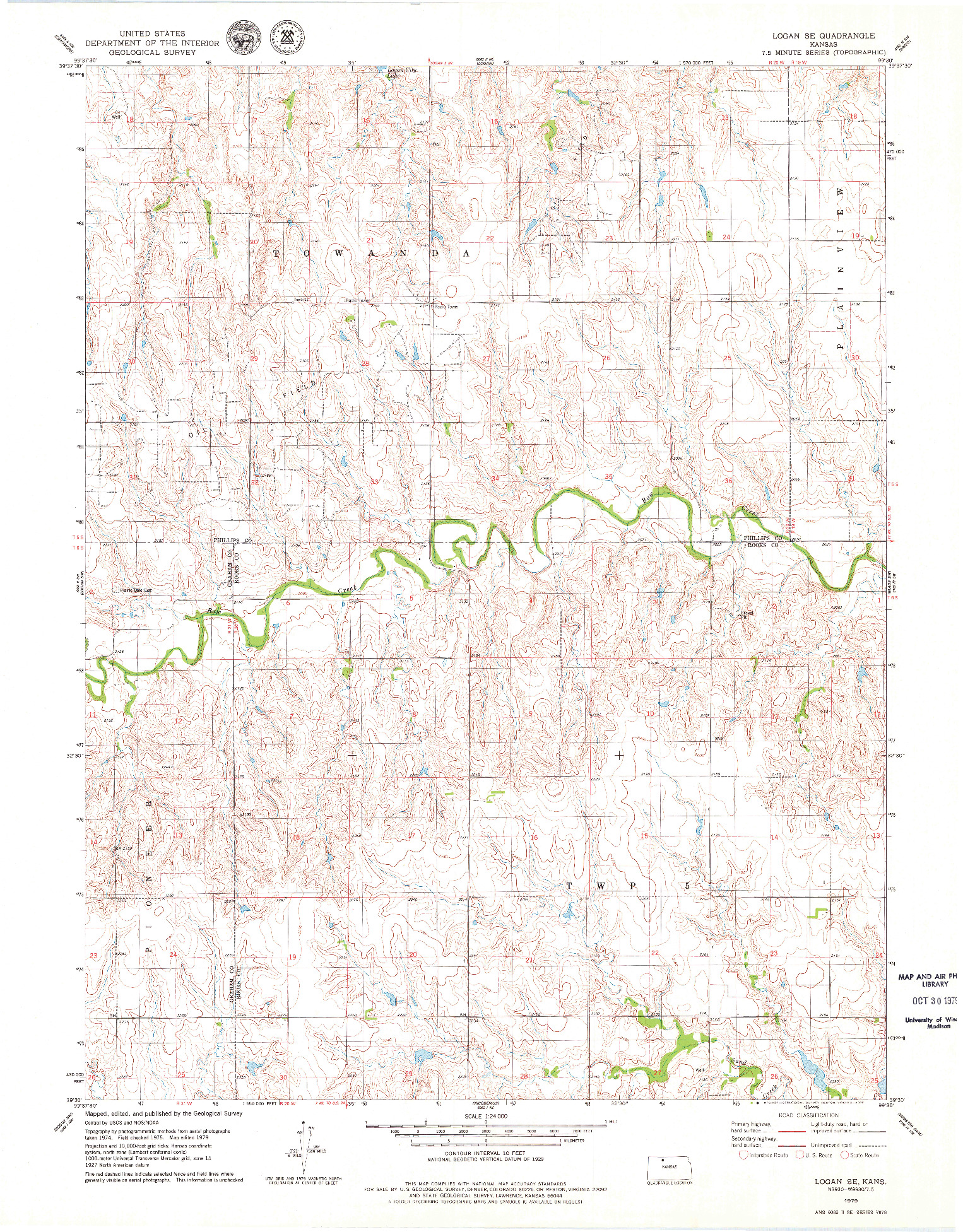 USGS 1:24000-SCALE QUADRANGLE FOR LOGAN SE, KS 1979