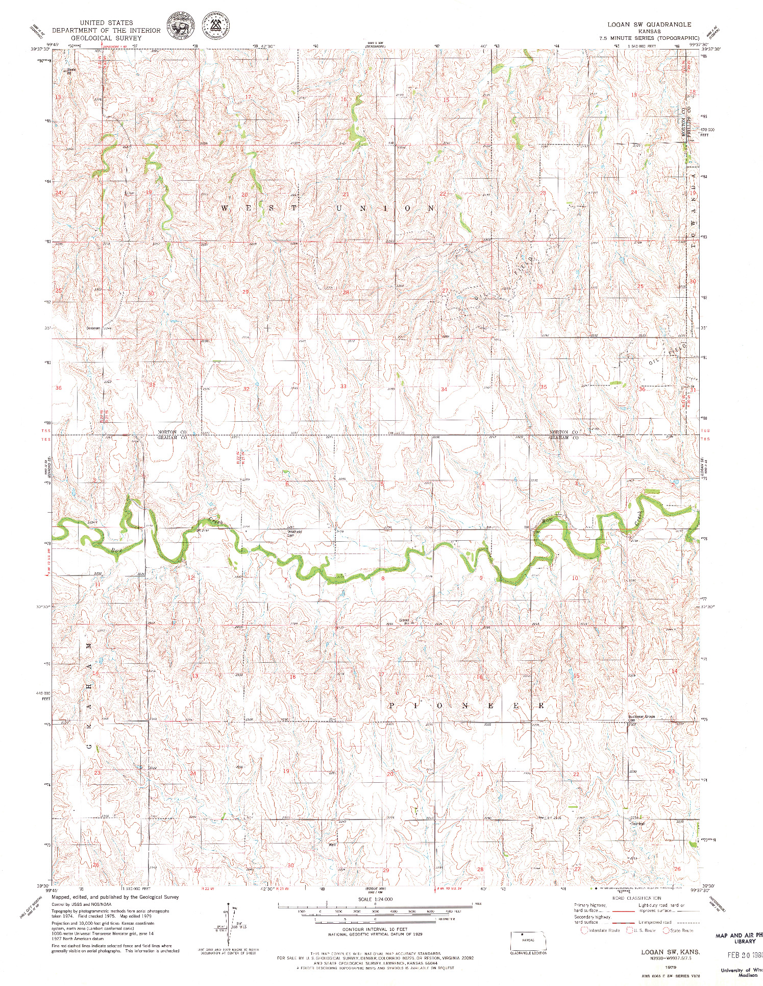 USGS 1:24000-SCALE QUADRANGLE FOR LOGAN SW, KS 1979