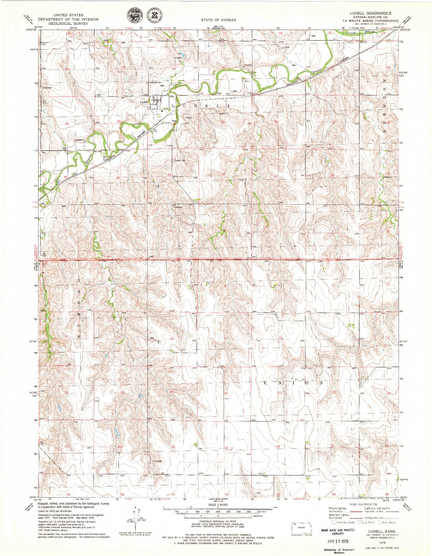 USGS 1:24000-SCALE QUADRANGLE FOR LUDELL, KS 1978