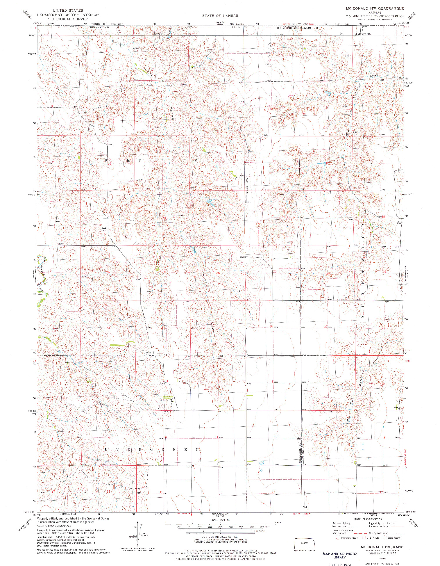 USGS 1:24000-SCALE QUADRANGLE FOR MC DONALD NW, KS 1978