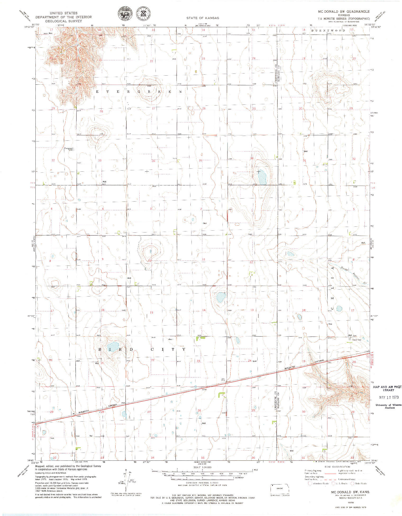 USGS 1:24000-SCALE QUADRANGLE FOR MC DONALD SW, KS 1978