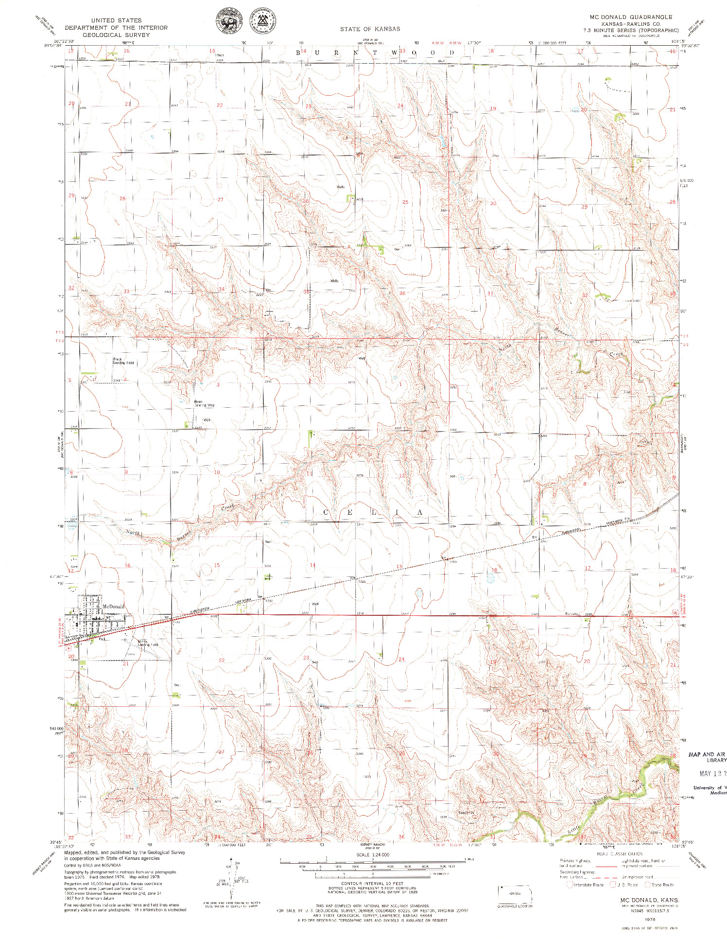 USGS 1:24000-SCALE QUADRANGLE FOR MC DONALD, KS 1978