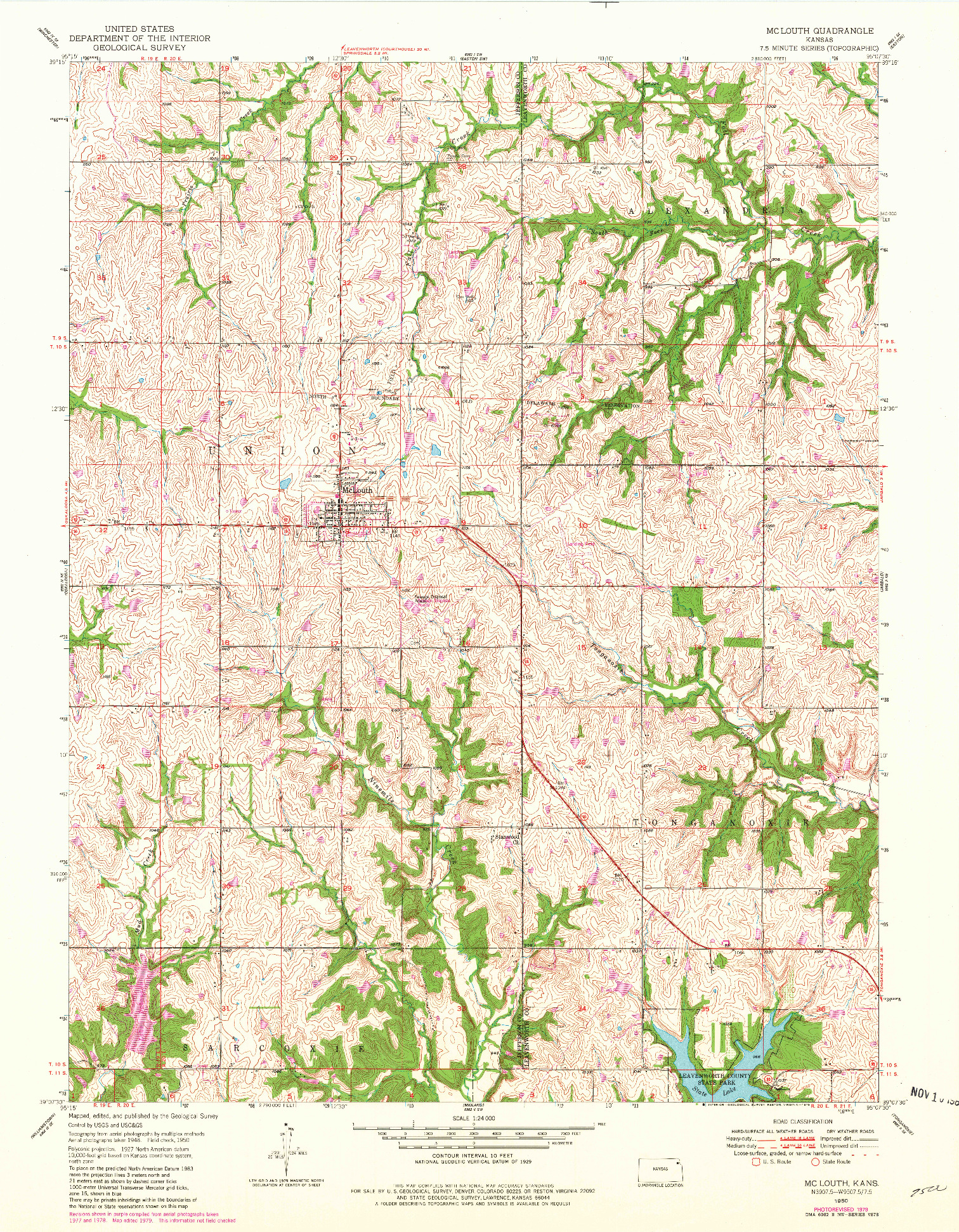 USGS 1:24000-SCALE QUADRANGLE FOR MC LOUTH, KS 1950