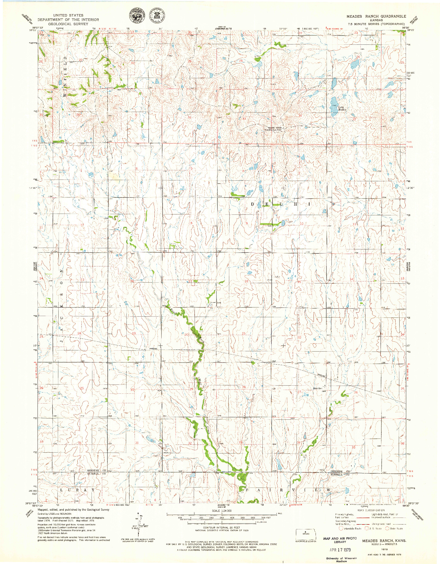 USGS 1:24000-SCALE QUADRANGLE FOR MEADES RANCH, KS 1978