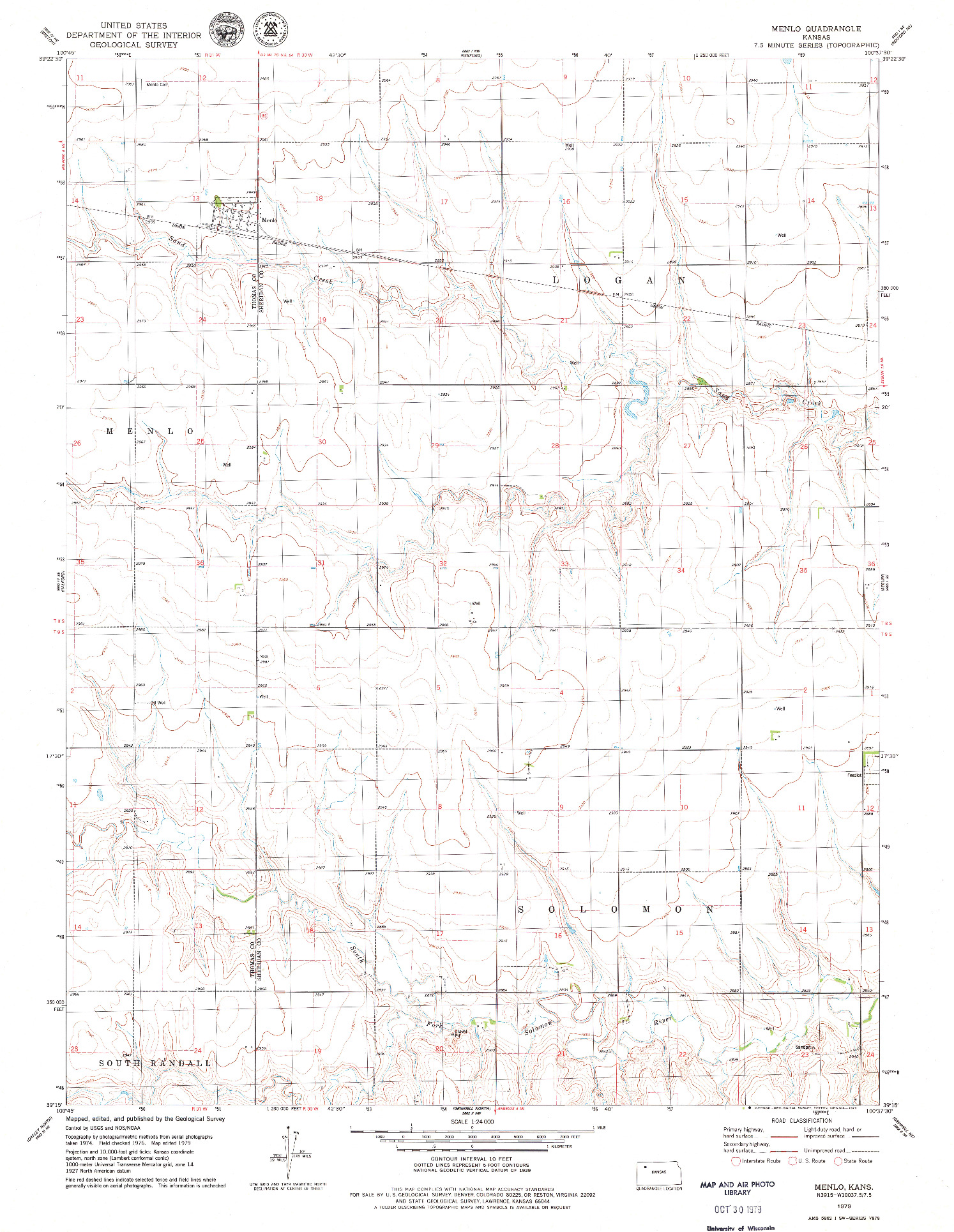 USGS 1:24000-SCALE QUADRANGLE FOR MENLO, KS 1979