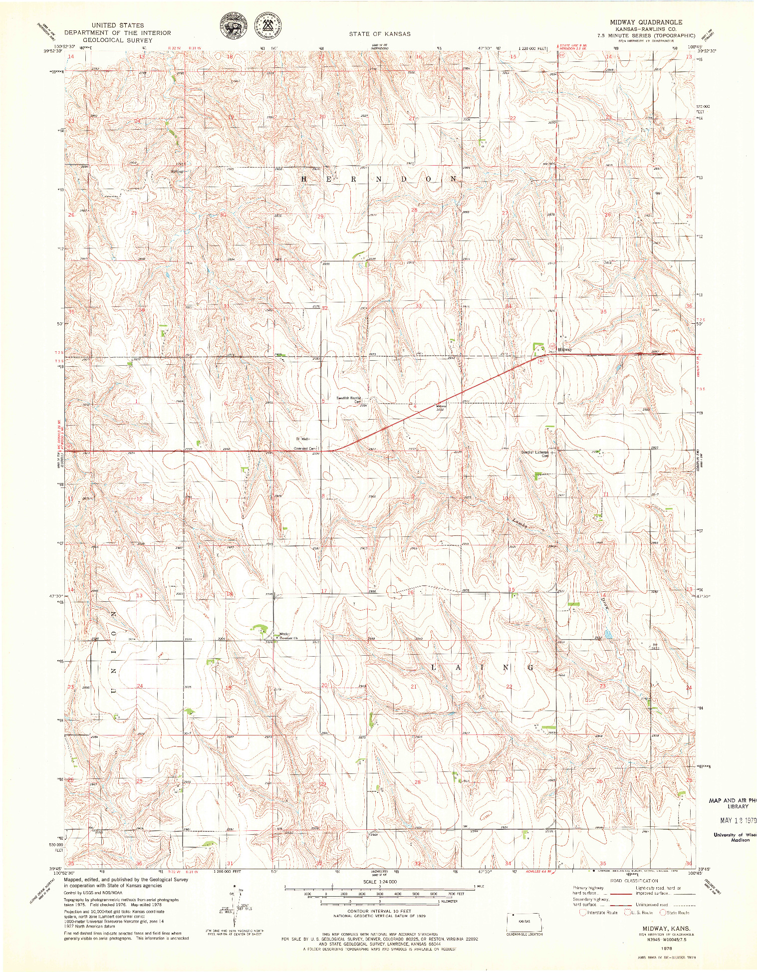 USGS 1:24000-SCALE QUADRANGLE FOR MIDWAY, KS 1978