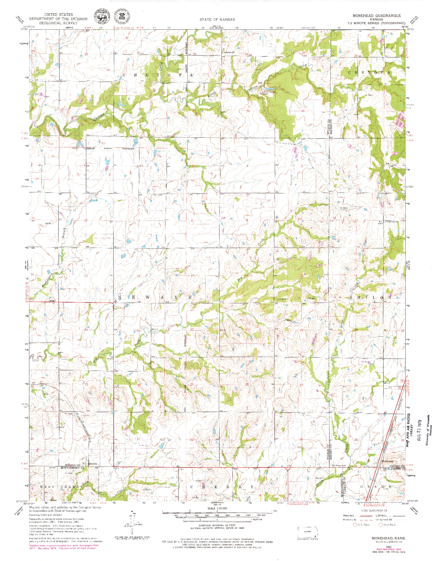 USGS 1:24000-SCALE QUADRANGLE FOR MOREHEAD, KS 1963