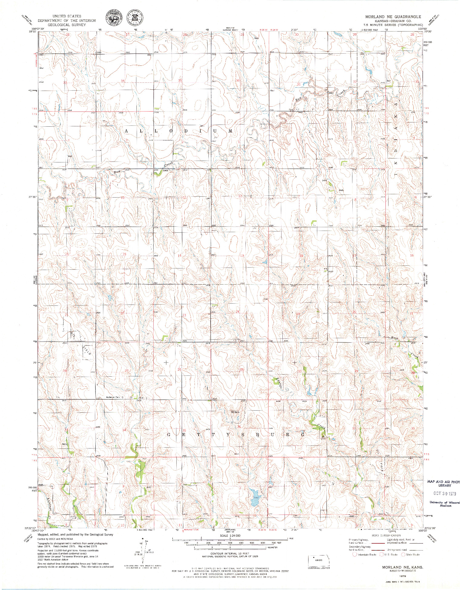 USGS 1:24000-SCALE QUADRANGLE FOR MORLAND NE, KS 1979