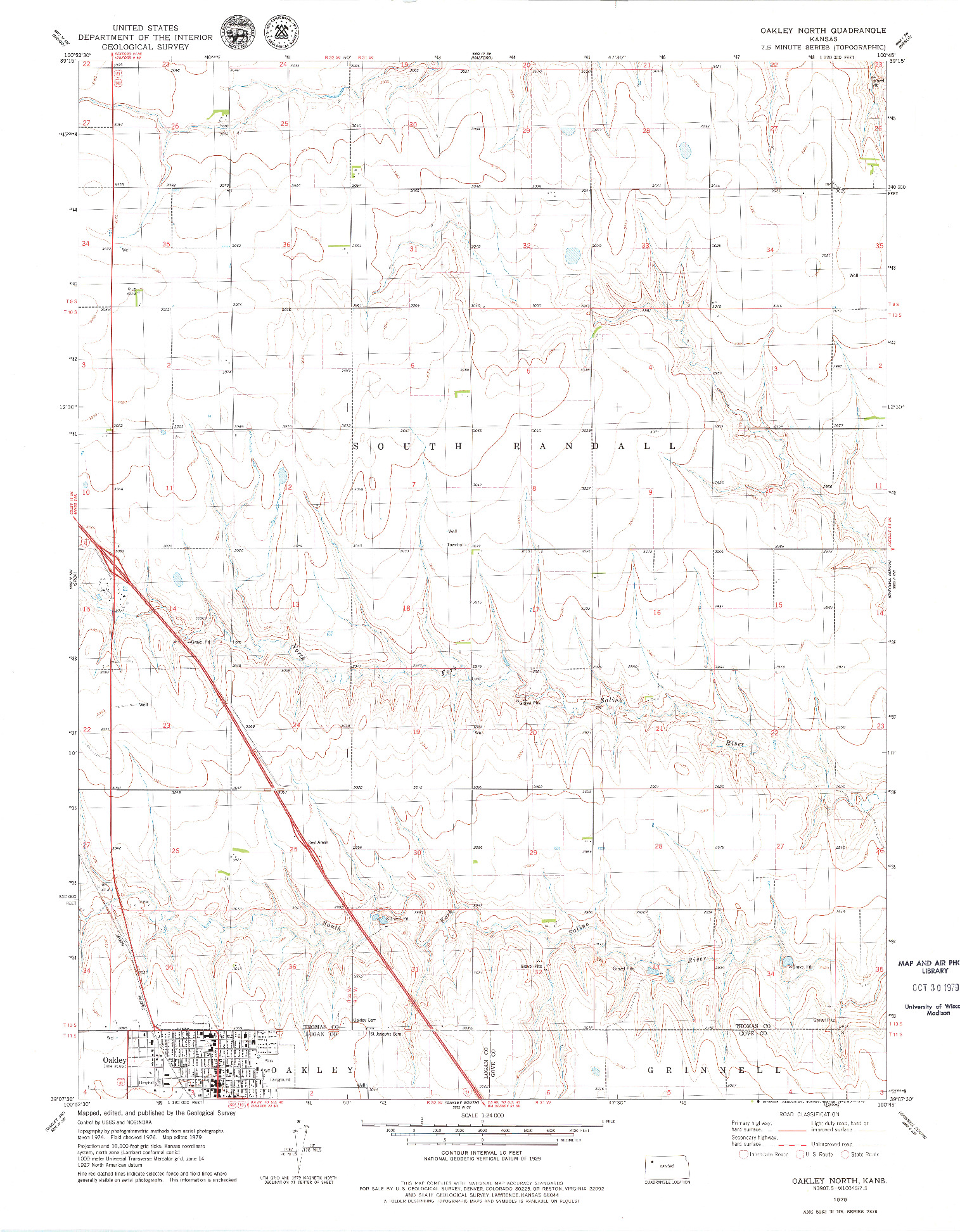 USGS 1:24000-SCALE QUADRANGLE FOR OAKLEY NORTH, KS 1979