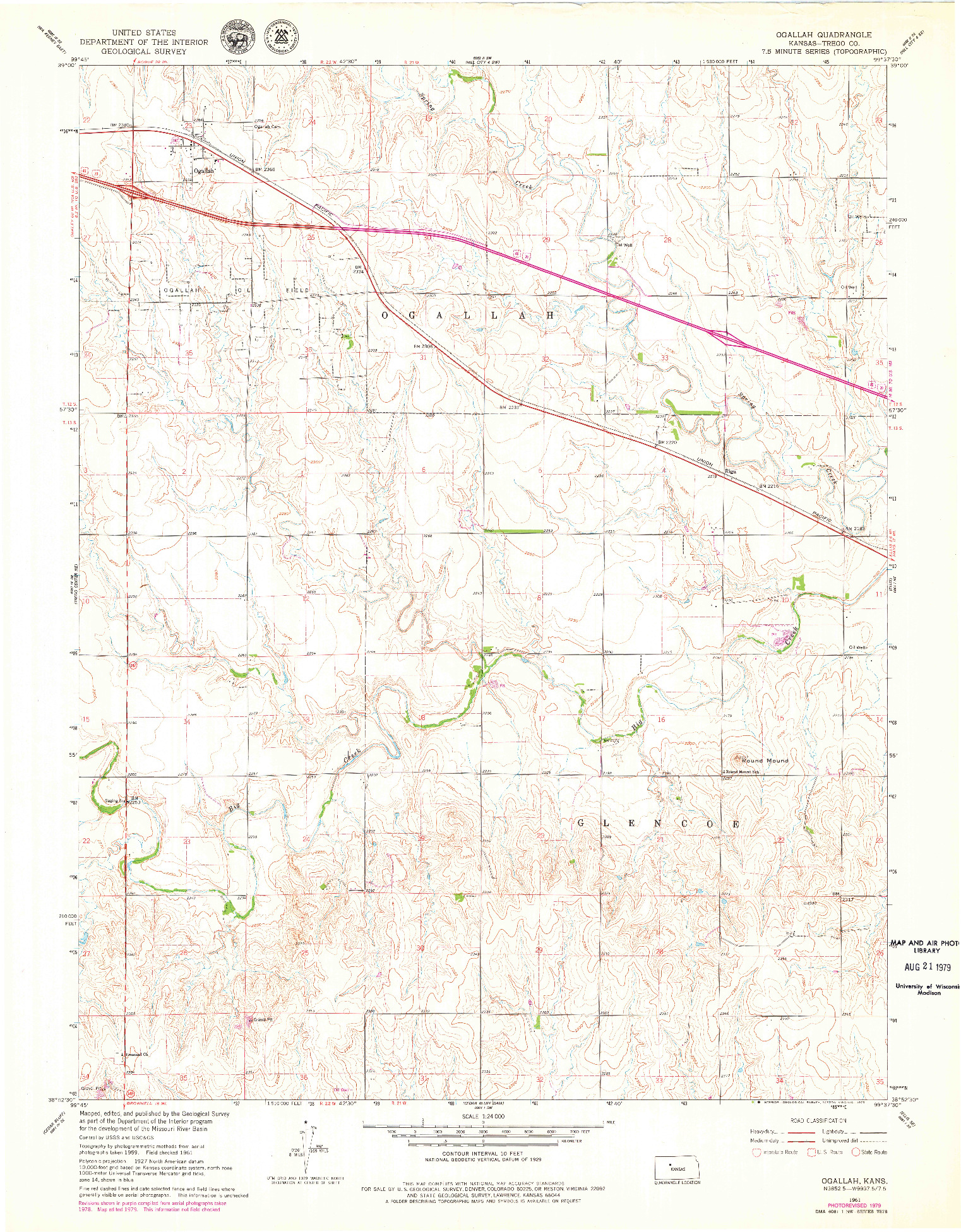 USGS 1:24000-SCALE QUADRANGLE FOR OGALLAH, KS 1961