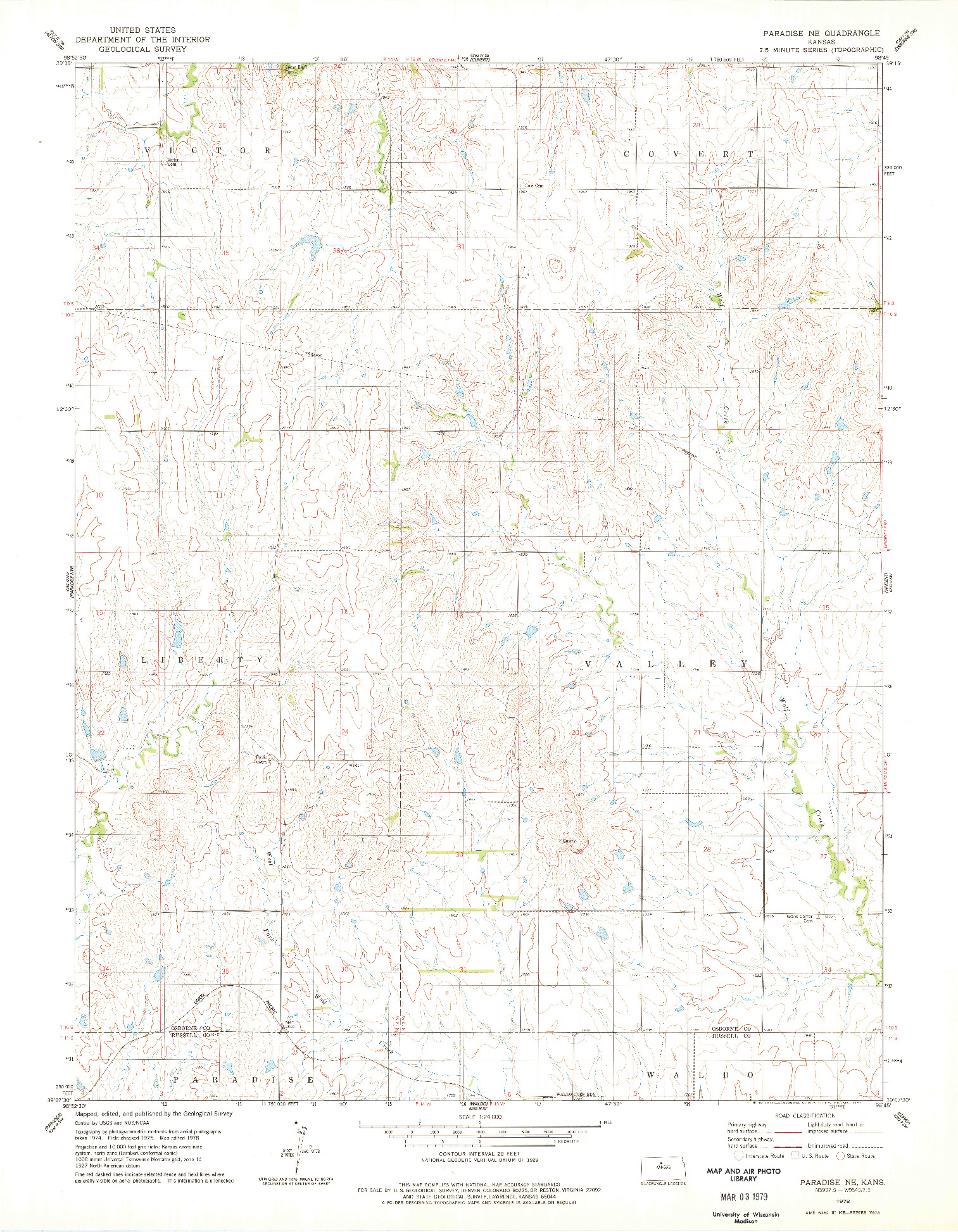 USGS 1:24000-SCALE QUADRANGLE FOR PARADISE NE, KS 1978