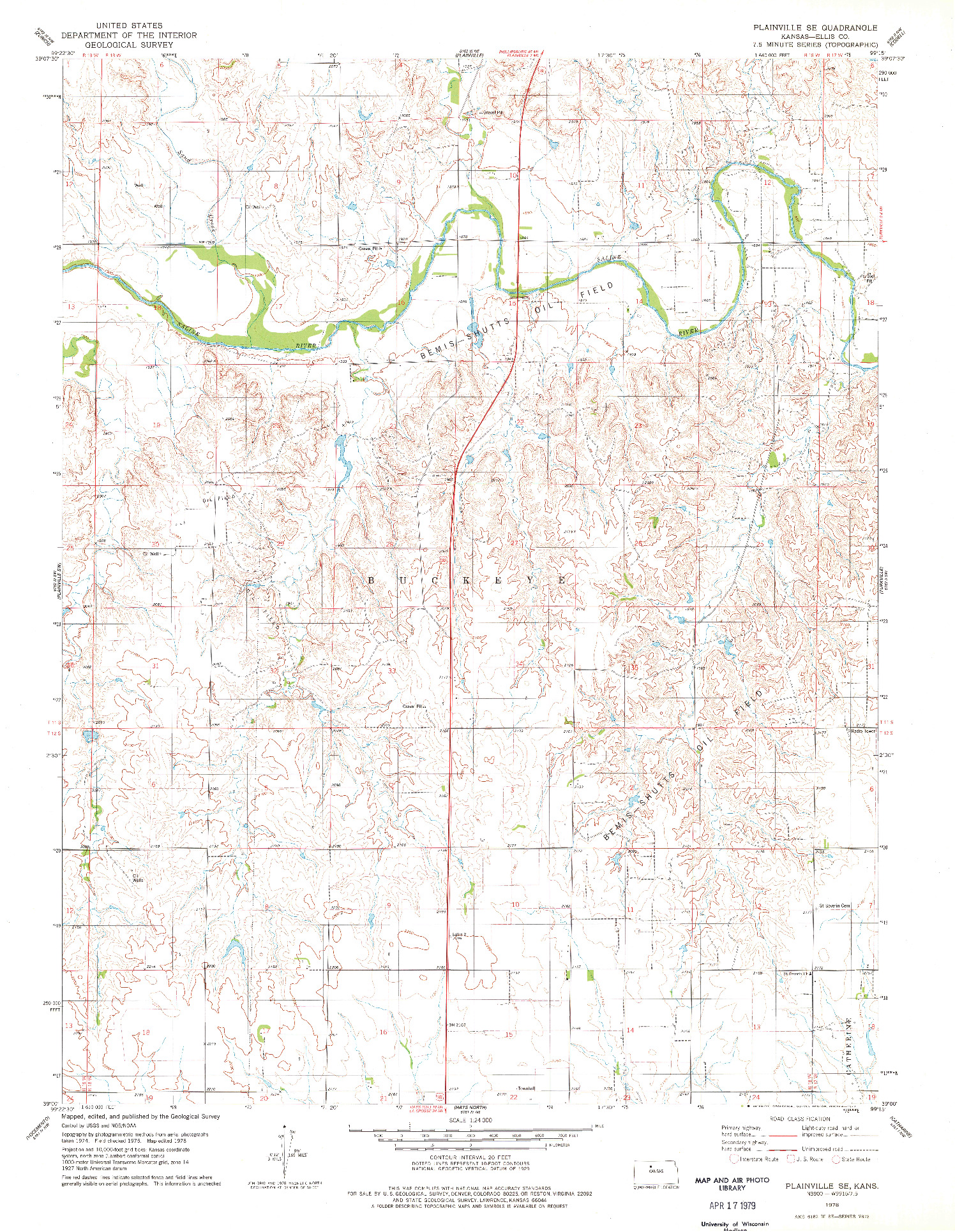 USGS 1:24000-SCALE QUADRANGLE FOR PLAINVILLE SE, KS 1978