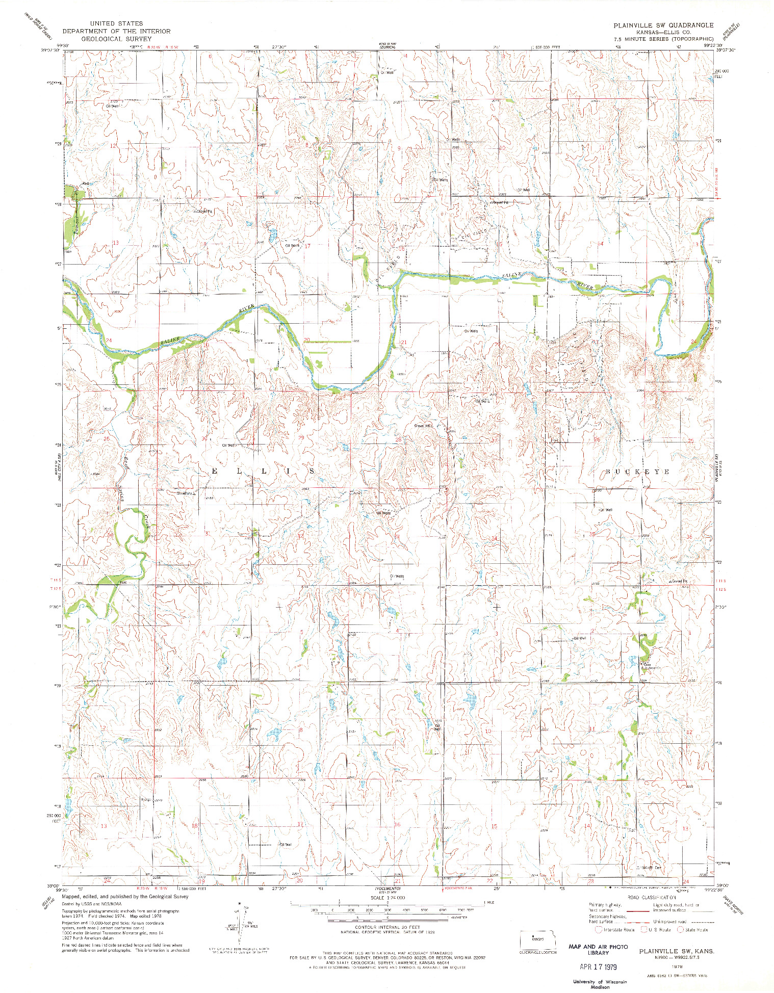 USGS 1:24000-SCALE QUADRANGLE FOR PLAINVILLE SW, KS 1978