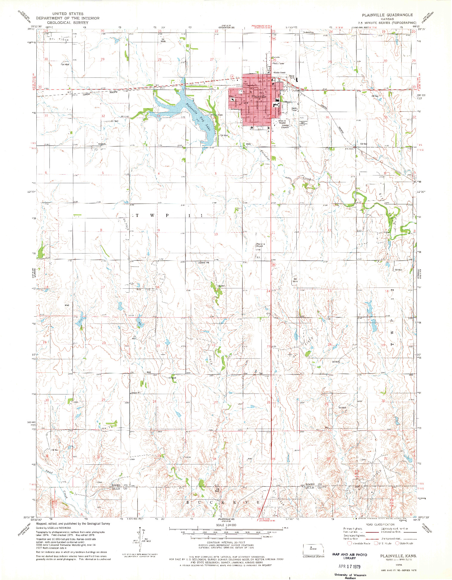 USGS 1:24000-SCALE QUADRANGLE FOR PLAINVILLE, KS 1978