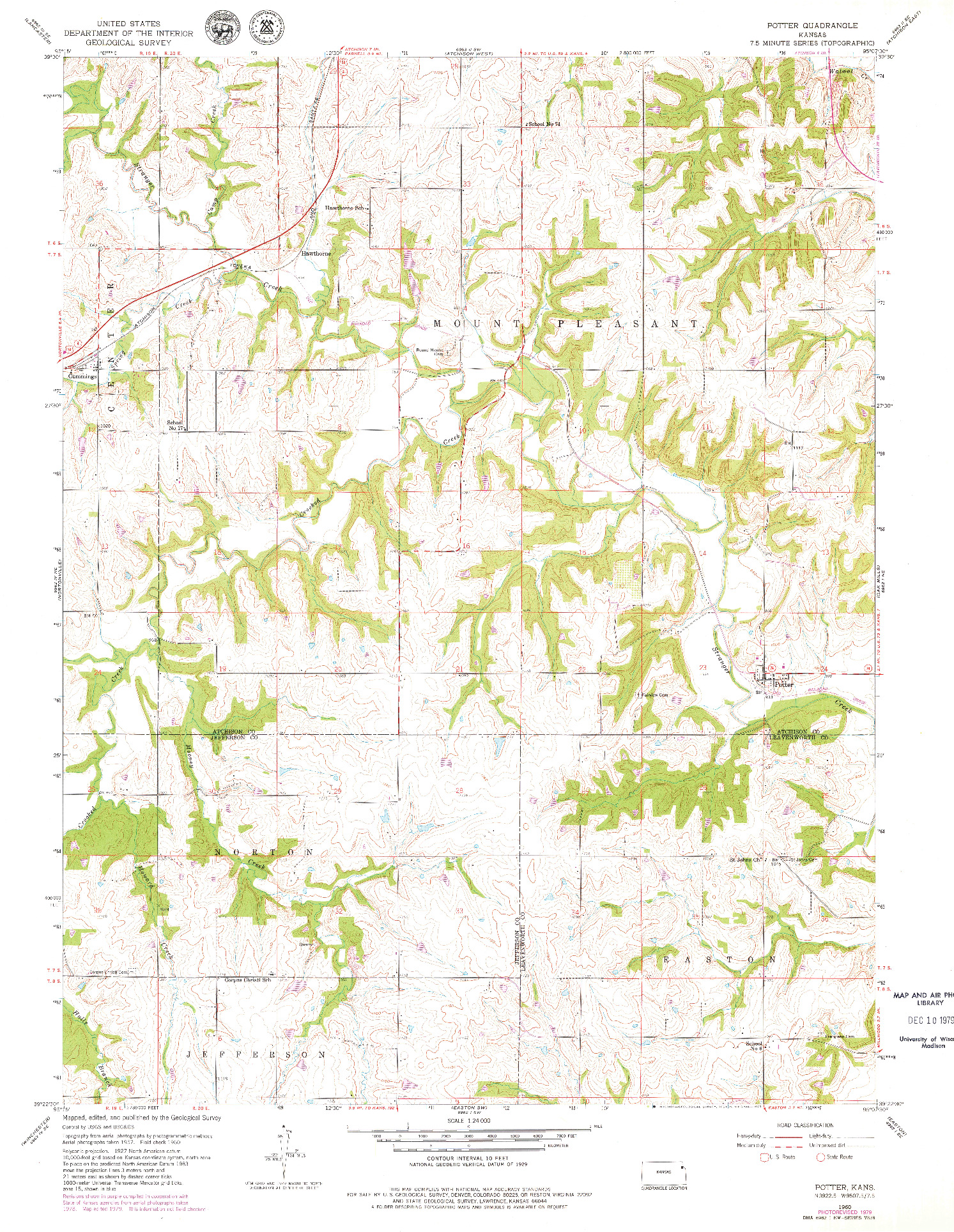 USGS 1:24000-SCALE QUADRANGLE FOR POTTER, KS 1960