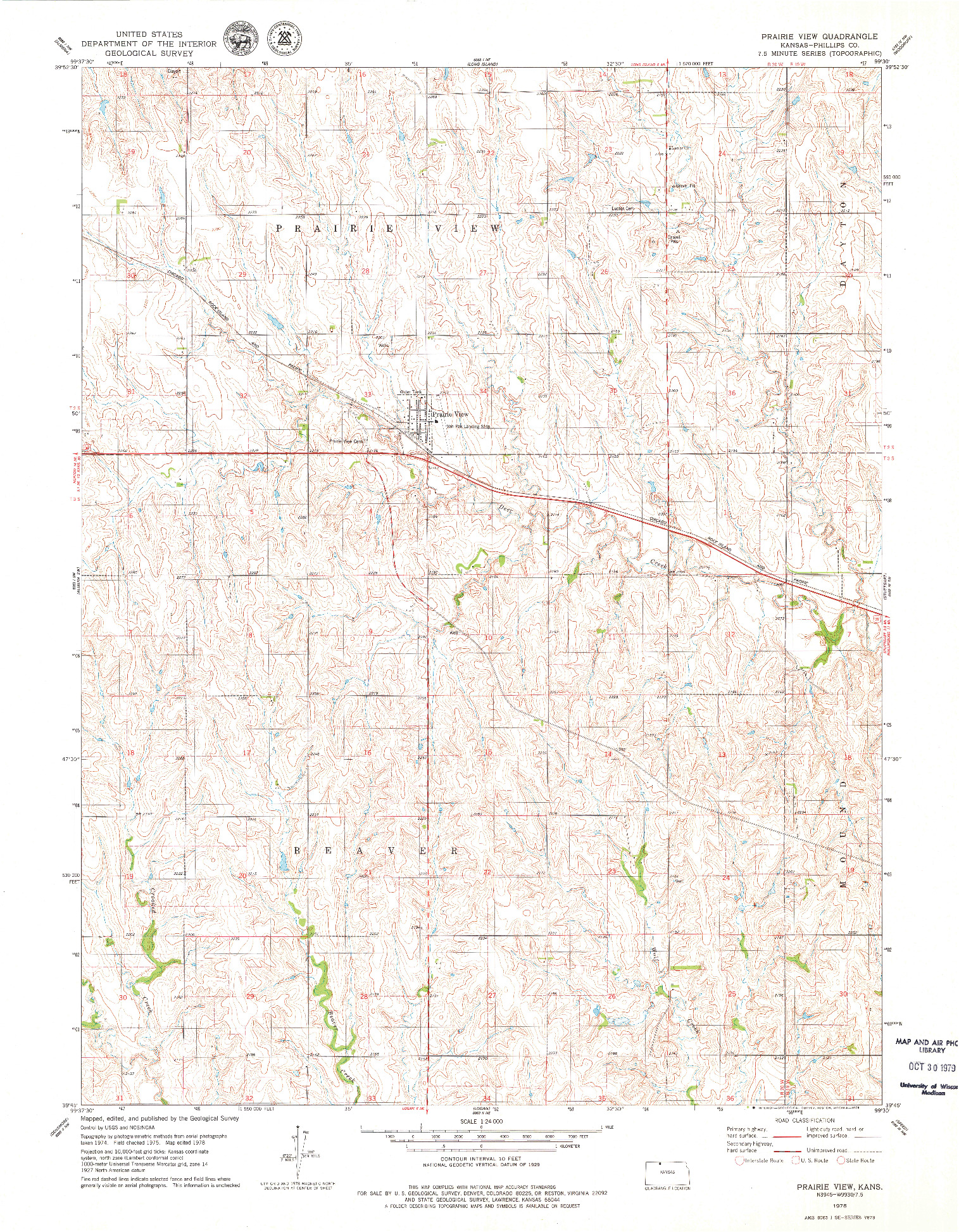 USGS 1:24000-SCALE QUADRANGLE FOR PRAIRIE VIEW, KS 1978