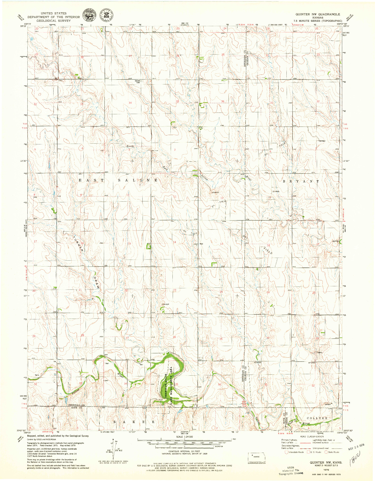 USGS 1:24000-SCALE QUADRANGLE FOR QUINTER NW, KS 1979