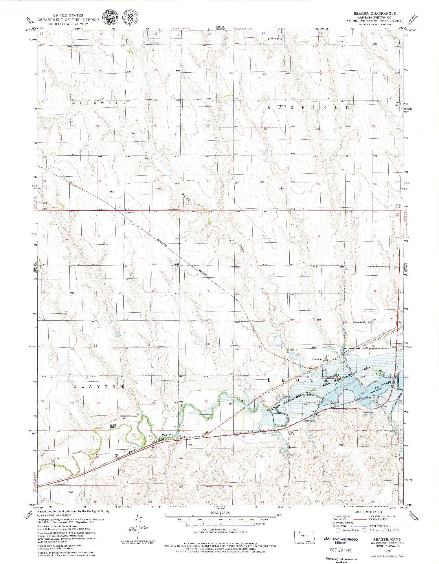 USGS 1:24000-SCALE QUADRANGLE FOR REAGER, KS 1978