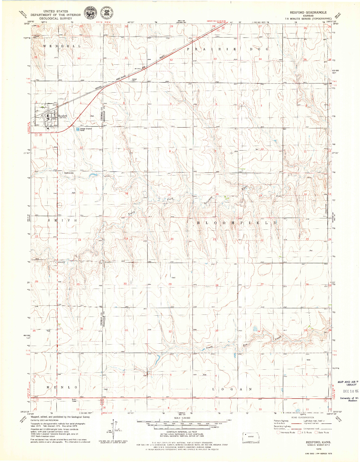 USGS 1:24000-SCALE QUADRANGLE FOR REXFORD, KS 1979