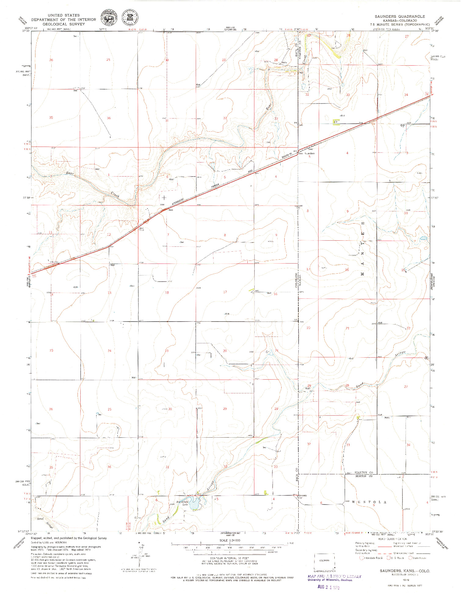 USGS 1:24000-SCALE QUADRANGLE FOR SAUNDERS, KS 1979