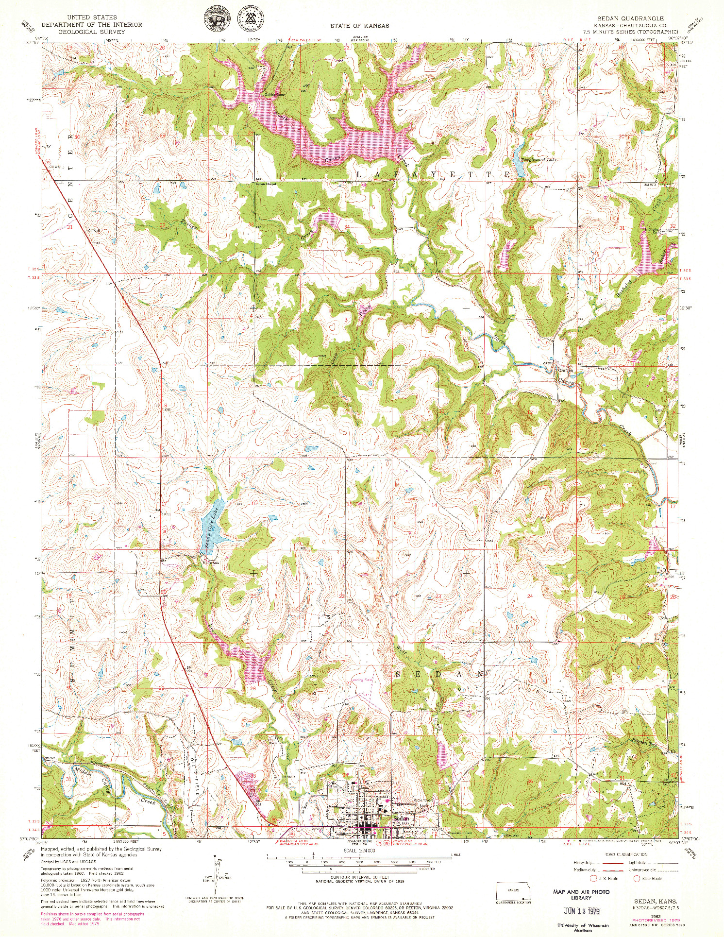 USGS 1:24000-SCALE QUADRANGLE FOR SEDAN, KS 1962