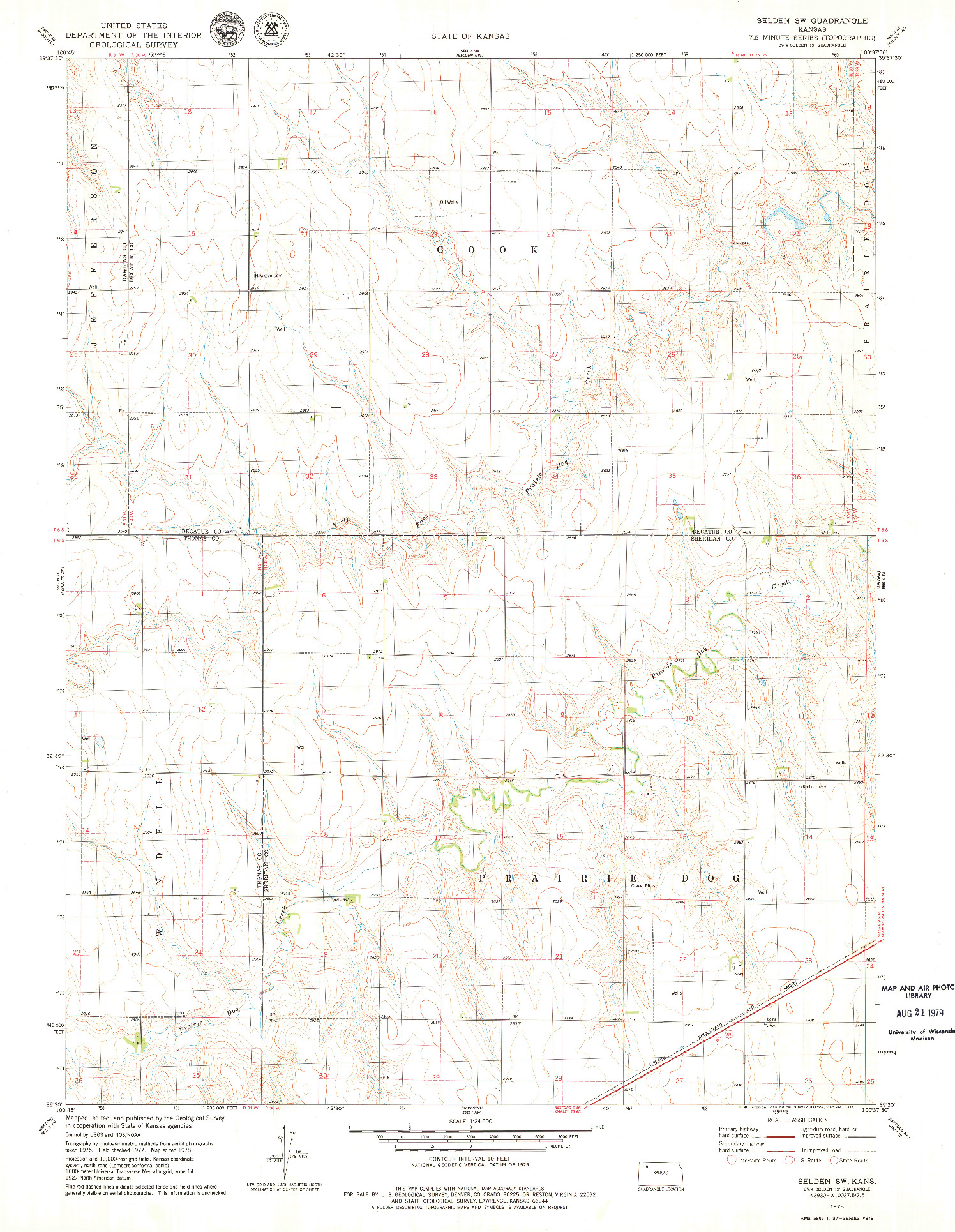 USGS 1:24000-SCALE QUADRANGLE FOR SELDEN SW, KS 1978