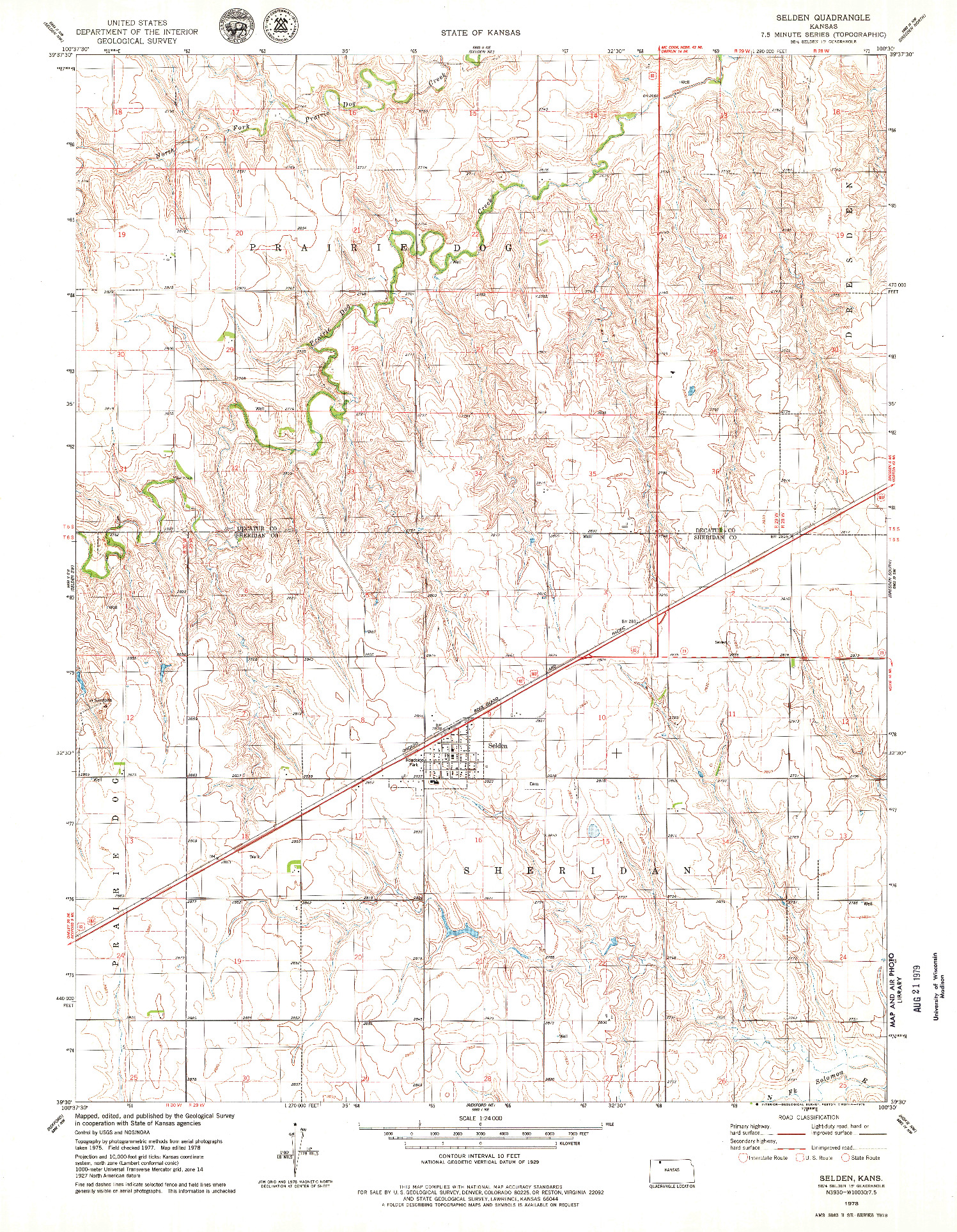 USGS 1:24000-SCALE QUADRANGLE FOR SELDEN, KS 1978