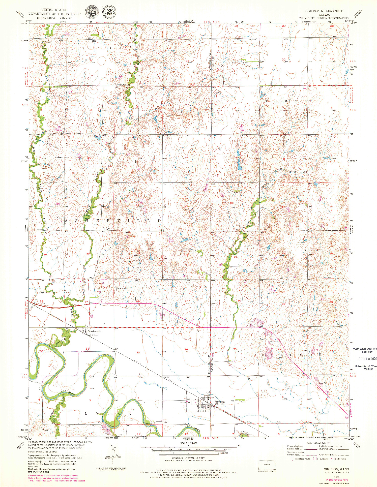 USGS 1:24000-SCALE QUADRANGLE FOR SIMPSON, KS 1953
