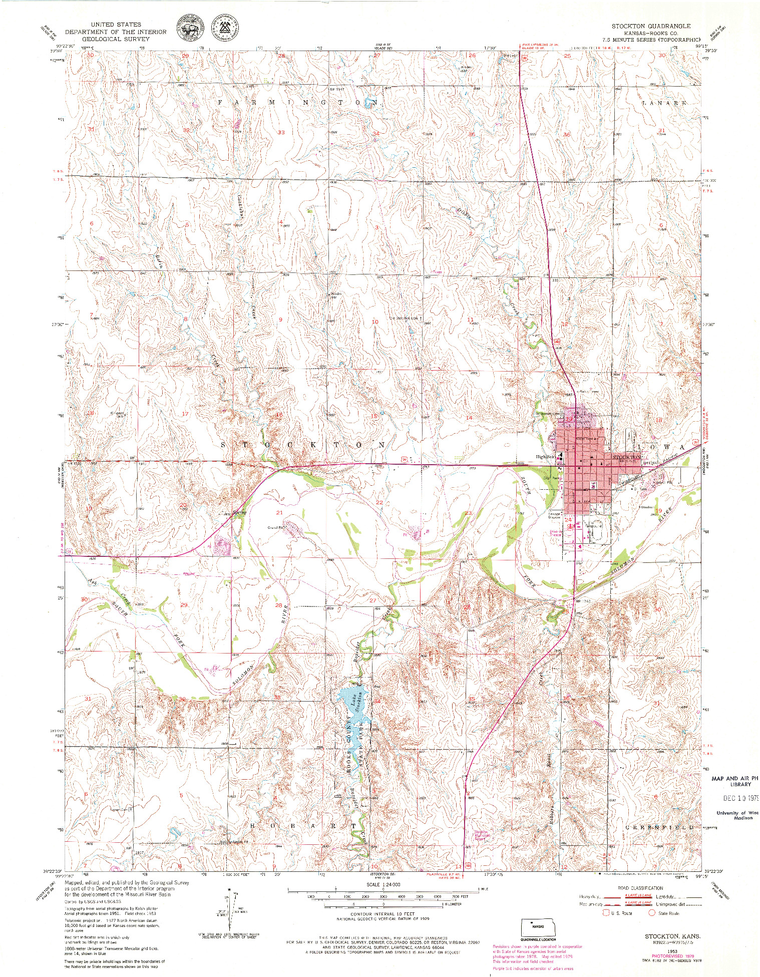 USGS 1:24000-SCALE QUADRANGLE FOR STOCKTON, KS 1953