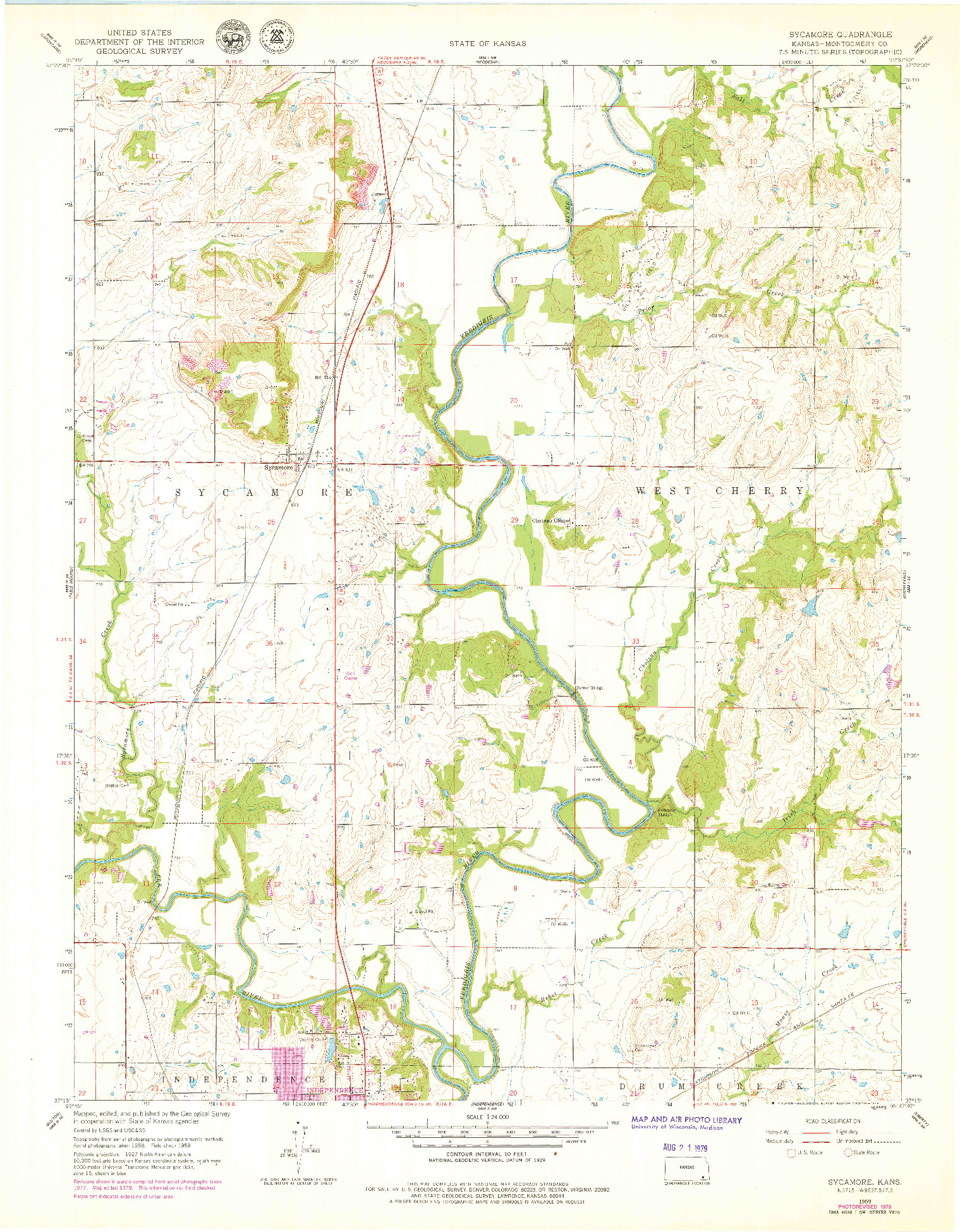 USGS 1:24000-SCALE QUADRANGLE FOR SYCAMORE, KS 1959