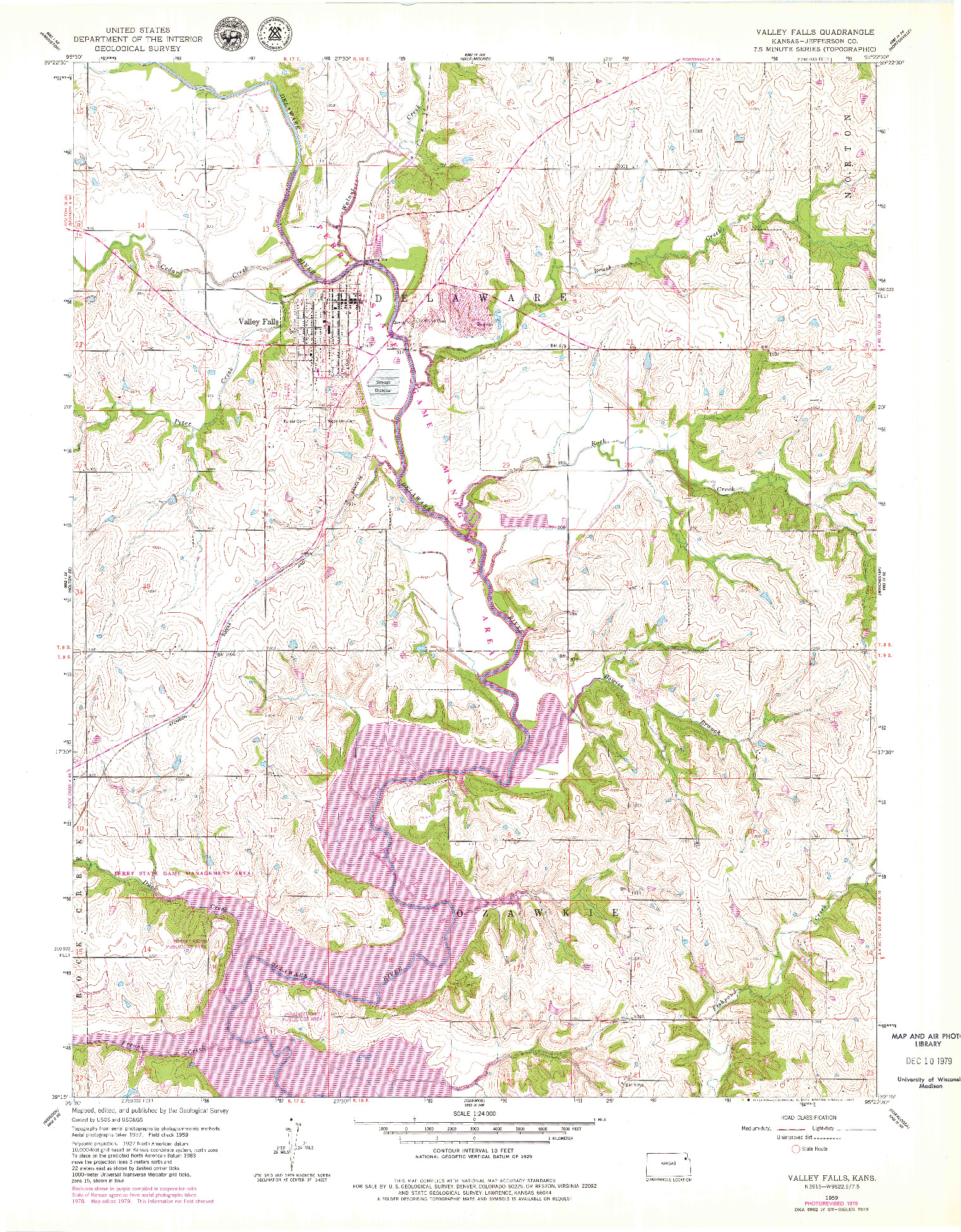 USGS 1:24000-SCALE QUADRANGLE FOR VALLEY FALLS, KS 1959