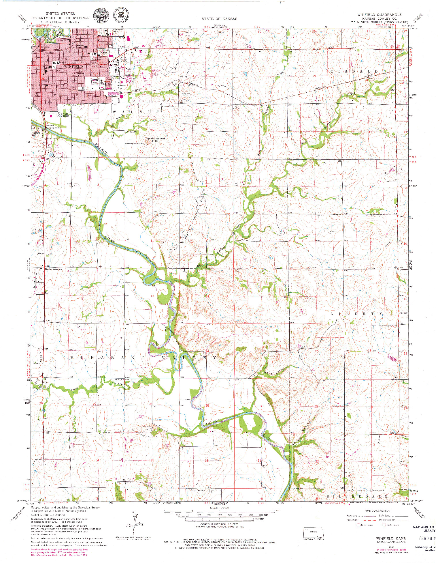 USGS 1:24000-SCALE QUADRANGLE FOR WINFIELD, KS 1965